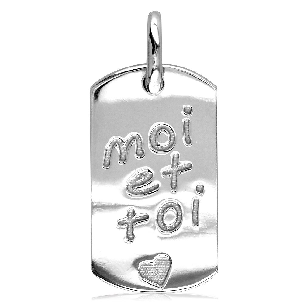 Me and You Sterling Silver Dog Tag Charm - Personalized Couple Necklace for Him & Her - Perfect for Anniversaries, Weddings & Romantic Gifts