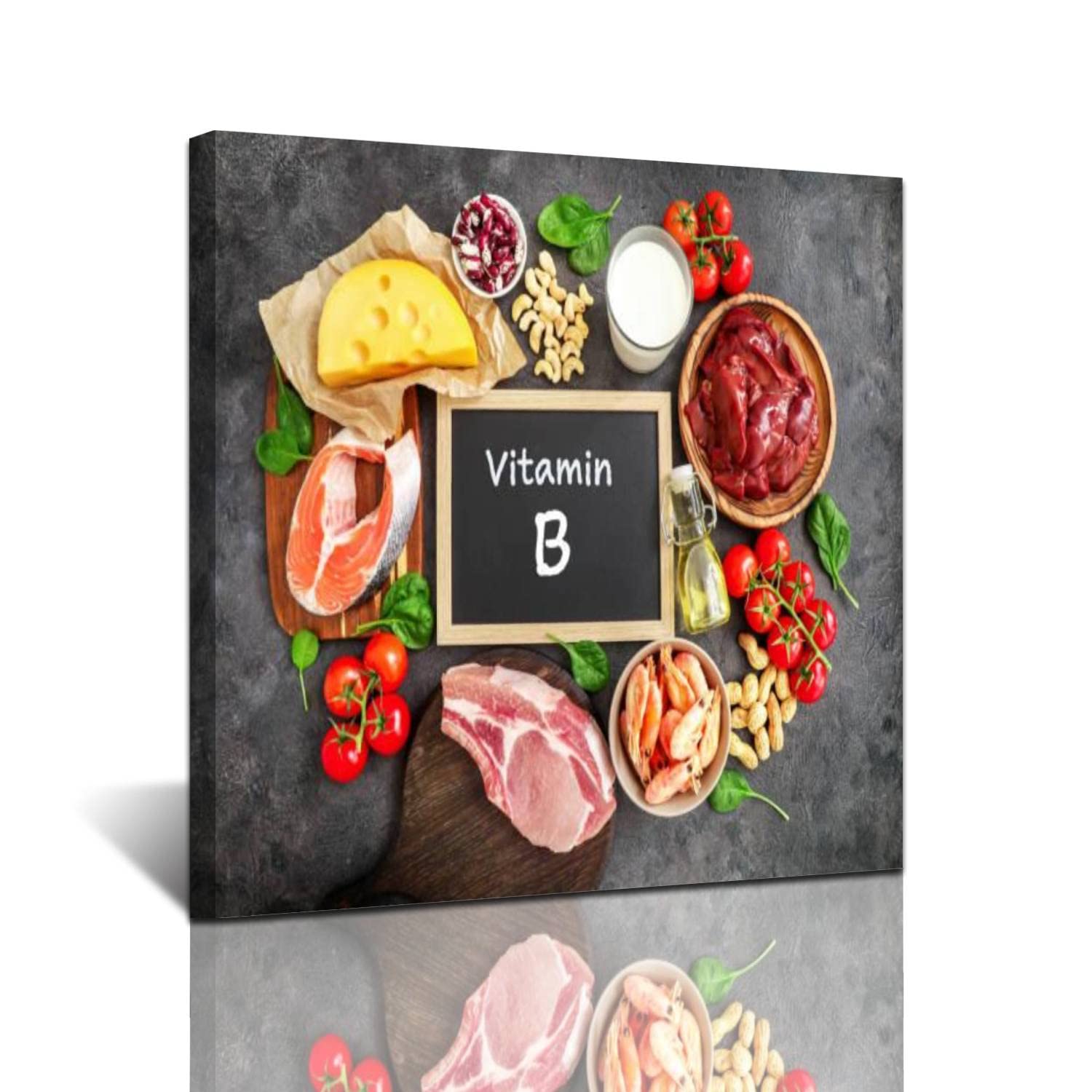 Premium Vitamin B Sources Wall Art - Framed Canvas Prints for Living Room & Bedroom Decor | Inspirational Home Gift & Modern Interior Design