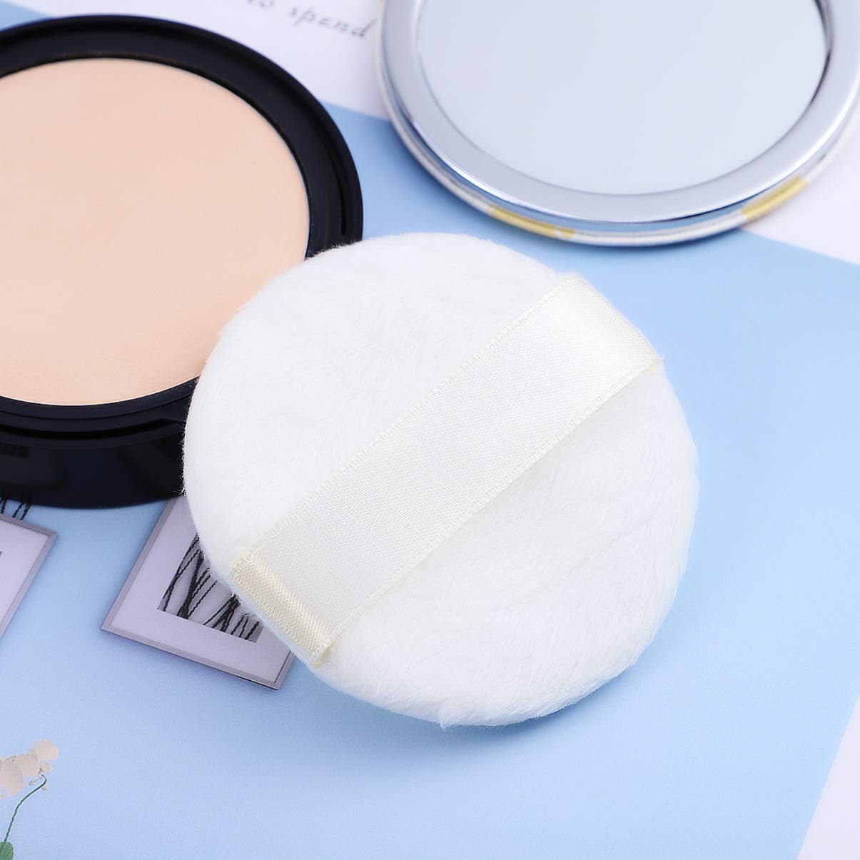 Lurrose 3Pcs Soft Powder Puff Set - Short Plush Makeup Puffs for Face, Loose & Pressed Powder Application - Perfect for Blending, Baking & Setting Makeup at Home or On-the-Go