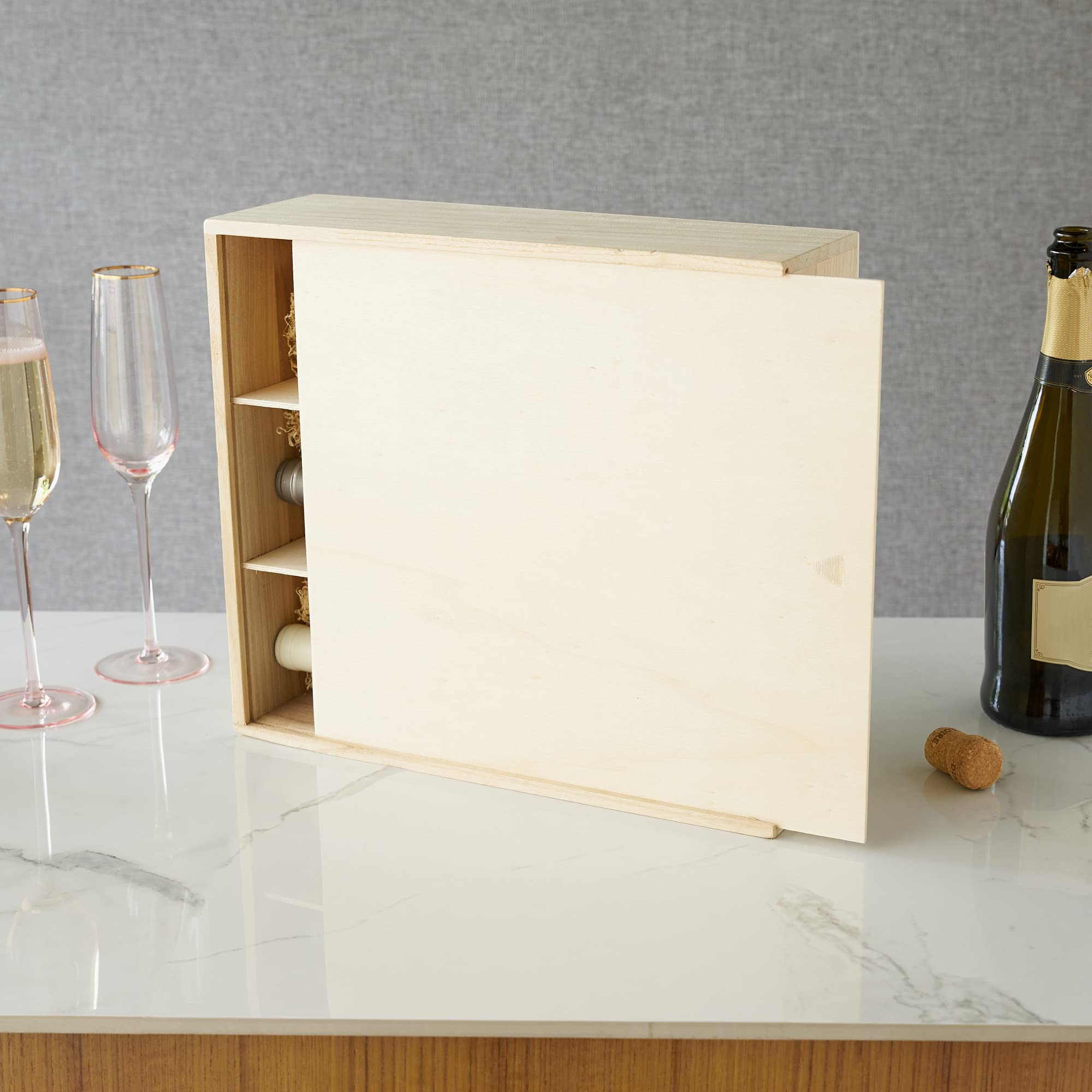 Premium Paulownia Wood Wine Gift Box - Holds 3 Standard Bottles | Elegant Wine Storage & Presentation Case | Perfect for Holidays, Weddings & Corporate Gifting | Natural Wooden Wine Bottle Box with Luxury Finish