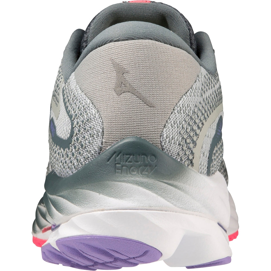 Mizuno Women's Wave Rider 27 Running Shoes - Lightweight Cushioned for Road Running & Jogging - Pearl Blue/White/High Vis Pink - Perfect for Marathon Training, Gym Workouts & Daily Walking