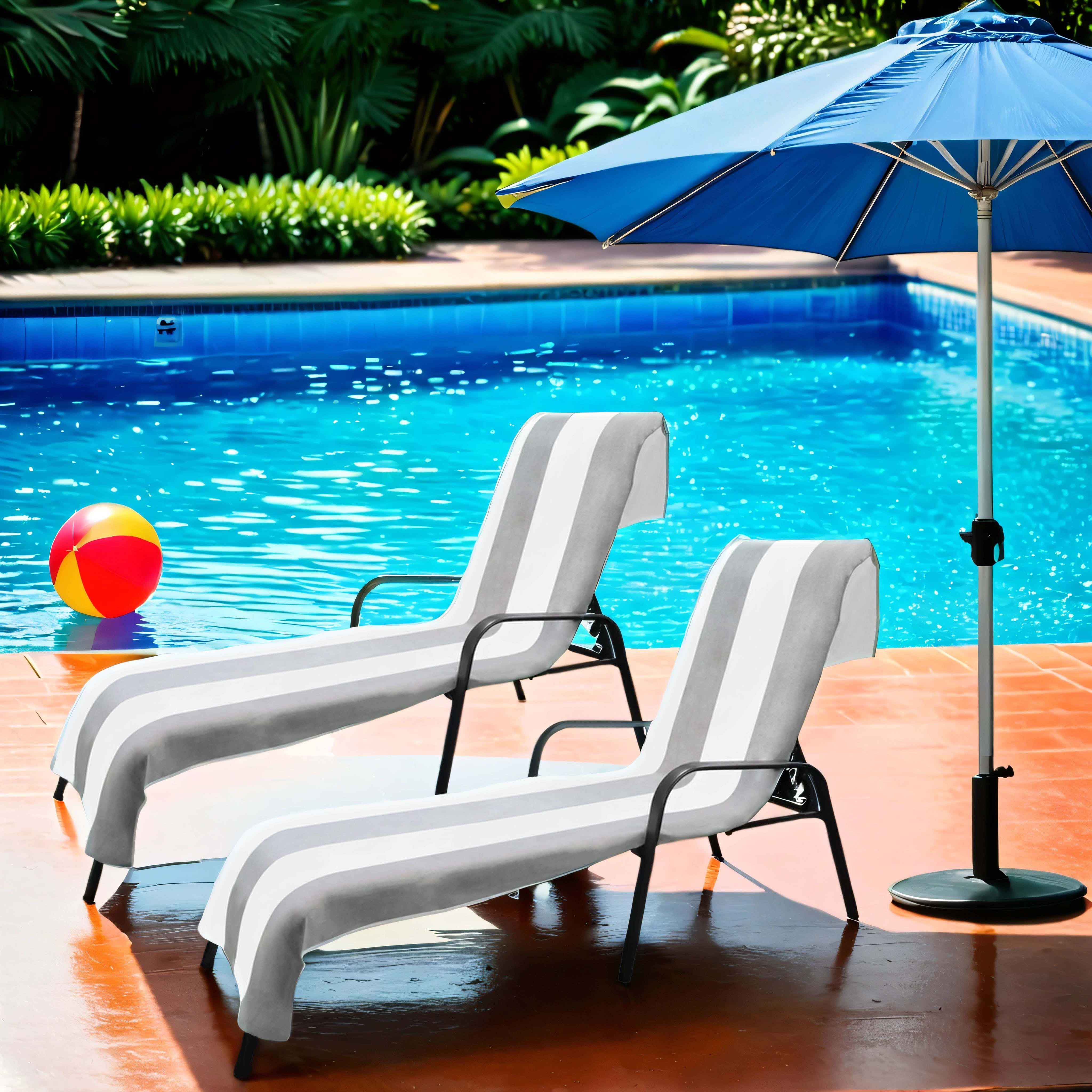 Premium Cabana Striped Cotton Beach Towel & Chaise Lounge Cover - Soft, Absorbent, UV Protection - Perfect for Poolside, Beach Vacations & Outdoor Relaxation