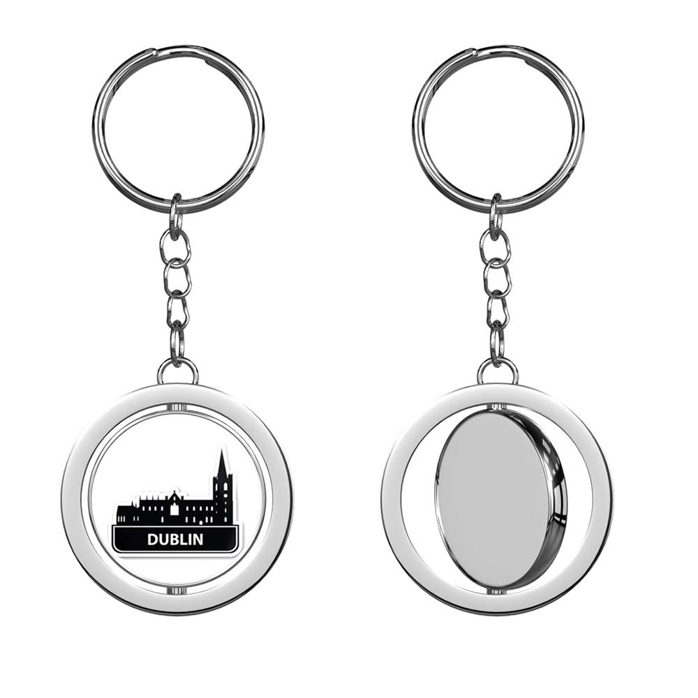 Dublin Silver Chrome Spinning Keychain - Double Sided for Keys & Gifts