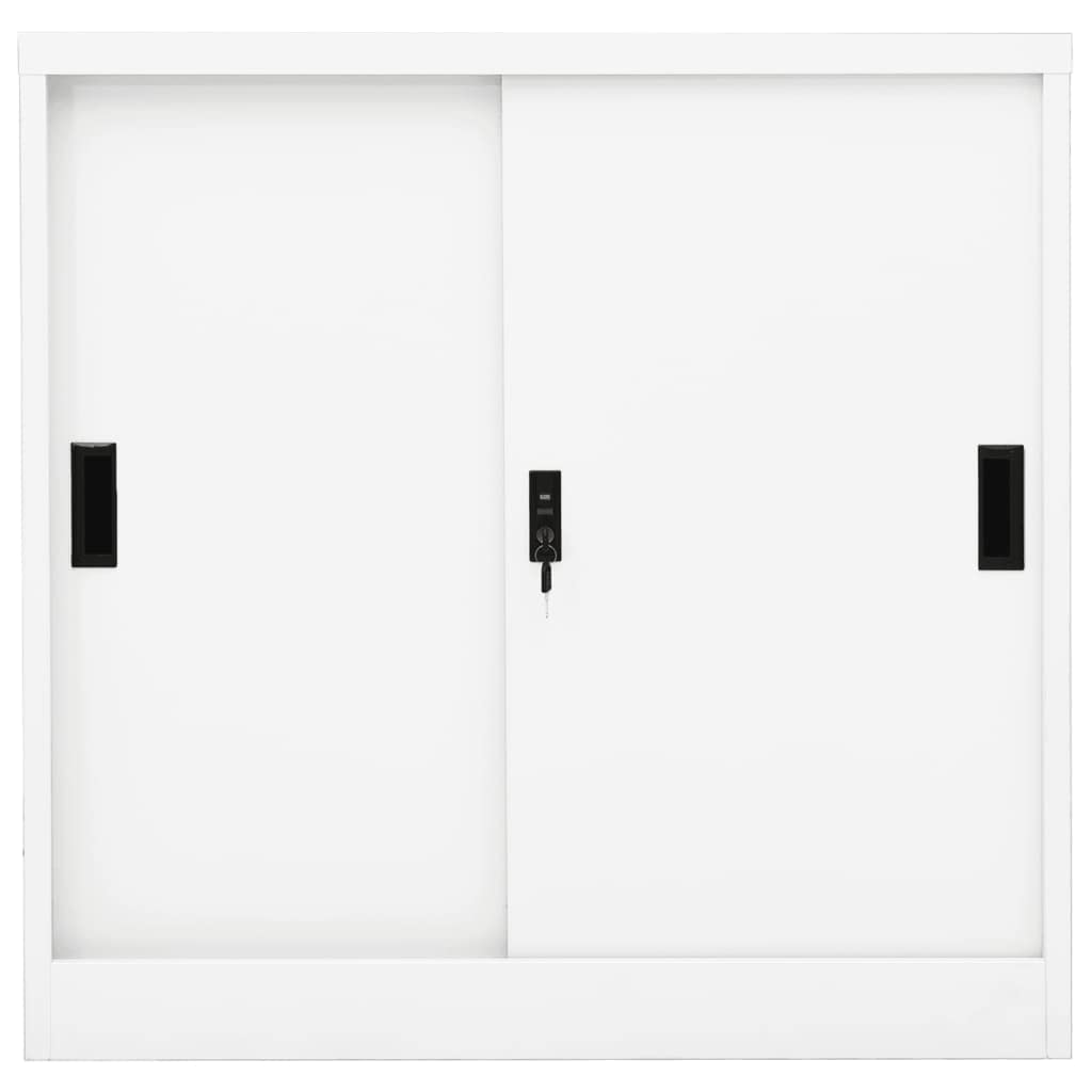 White Steel Display Cabinet with Lock - 35.4
