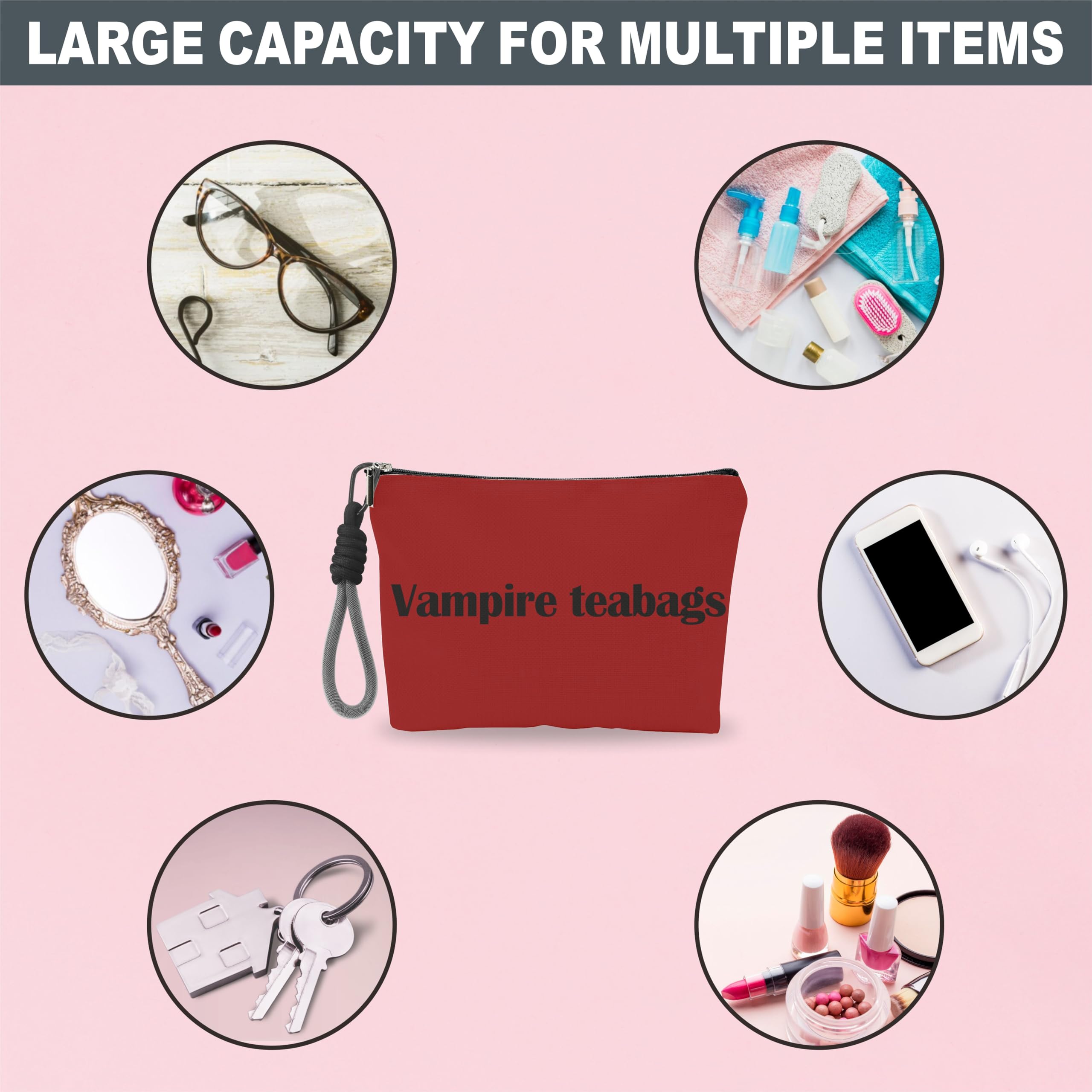 Gothic Makeup Bag for Women - Vampire Teabag Cosmetic Pouch with Zipper | Perfect for Horror & Gothic Fashion Accessories