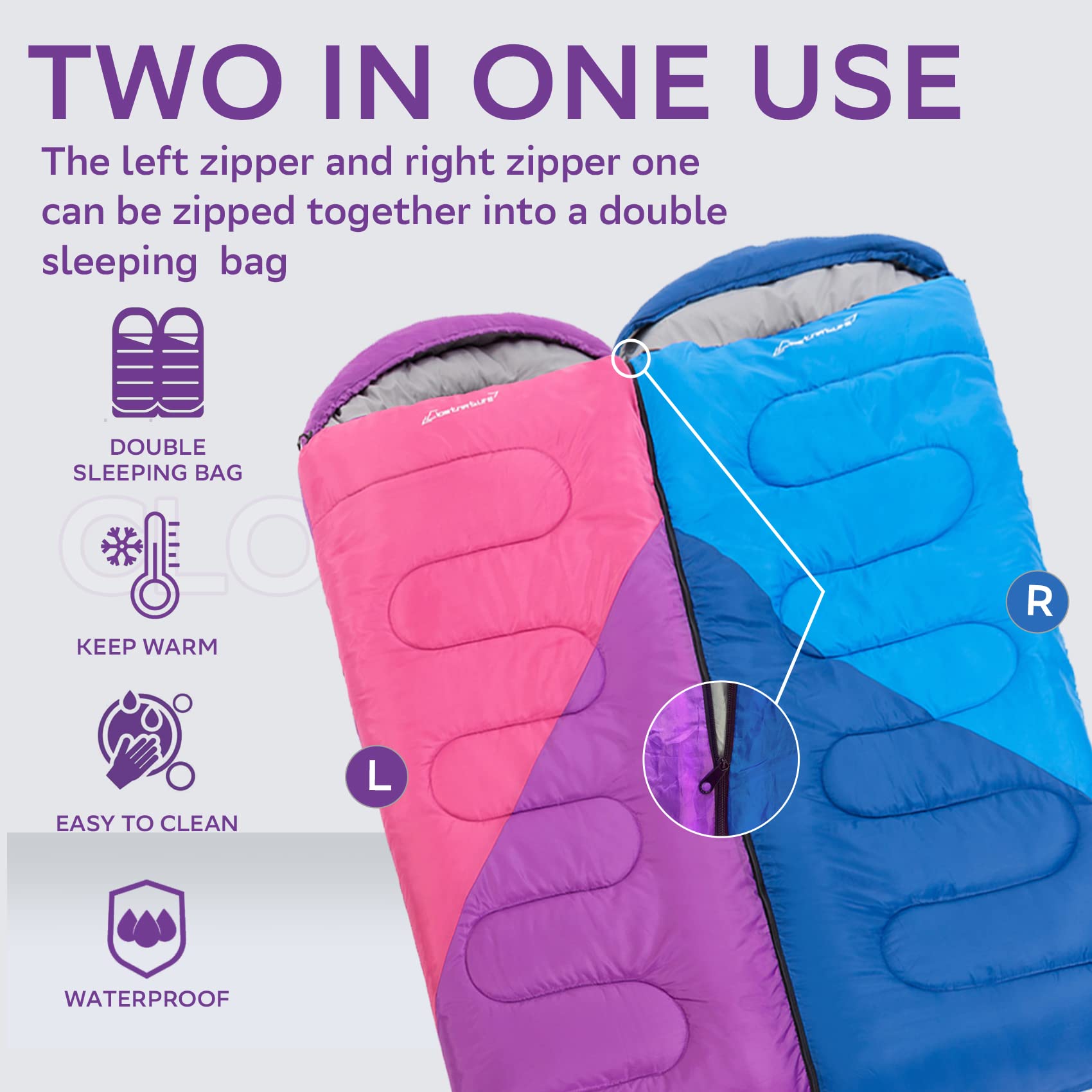 Clostnature Lightweight Sleeping Bag for Adults & Kids - Ultralight Camping & Backpacking Sleeping Bag for Cold Weather - Left Zipper Design with Compression Sack - Perfect for Hiking, Camping, and Outdoor Adventures