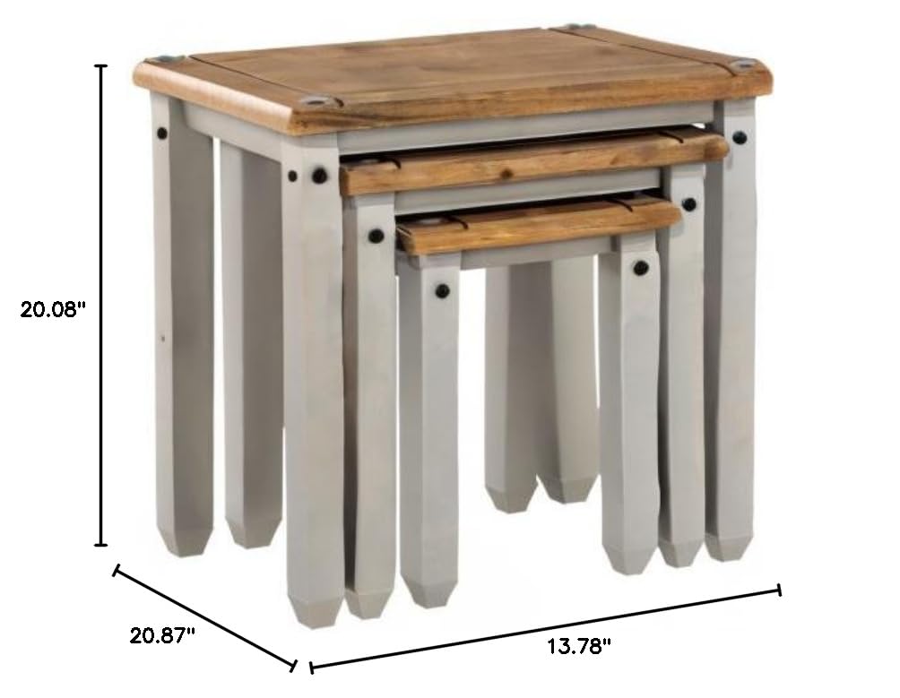Modern Wood Nest of 3 Side Tables in Corona Gray - Perfect for Living Room, Bedroom & Small Space Decor