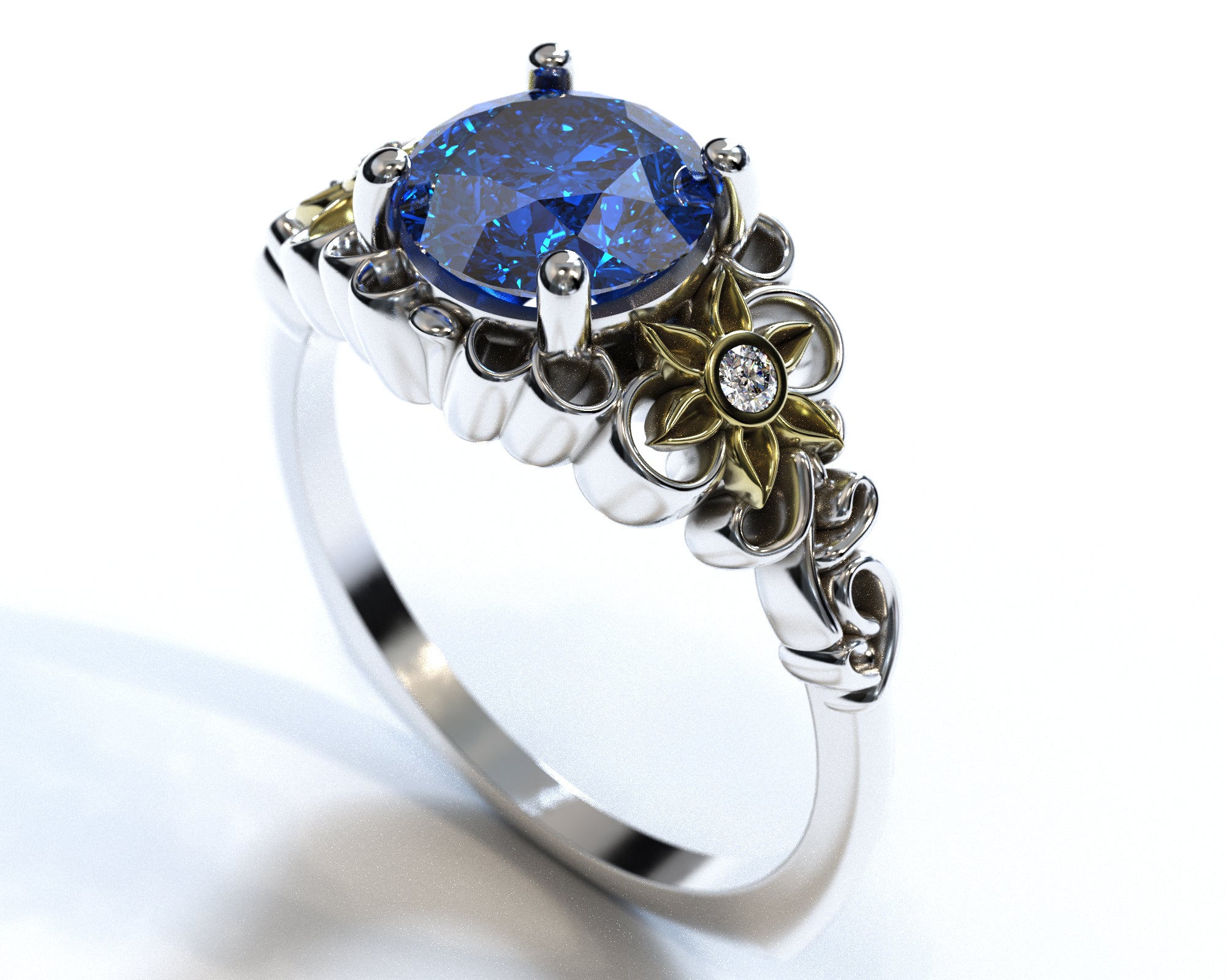 1.5 Carat Sapphire Flower Engagement Ring for Women - Elegant Vintage Style Wedding Band, Perfect for Proposals, Anniversaries & Romantic Occasions