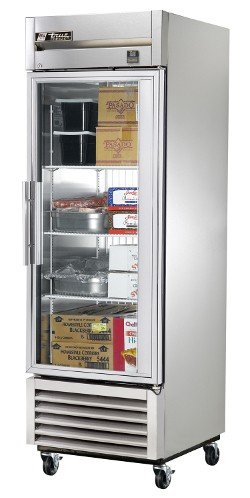 True TS-23FG-LD Commercial Single Section Stainless Steel Reach-In Freezer with Glass Door - Perfect for Restaurants, Grocery Stores, and Commercial Kitchens