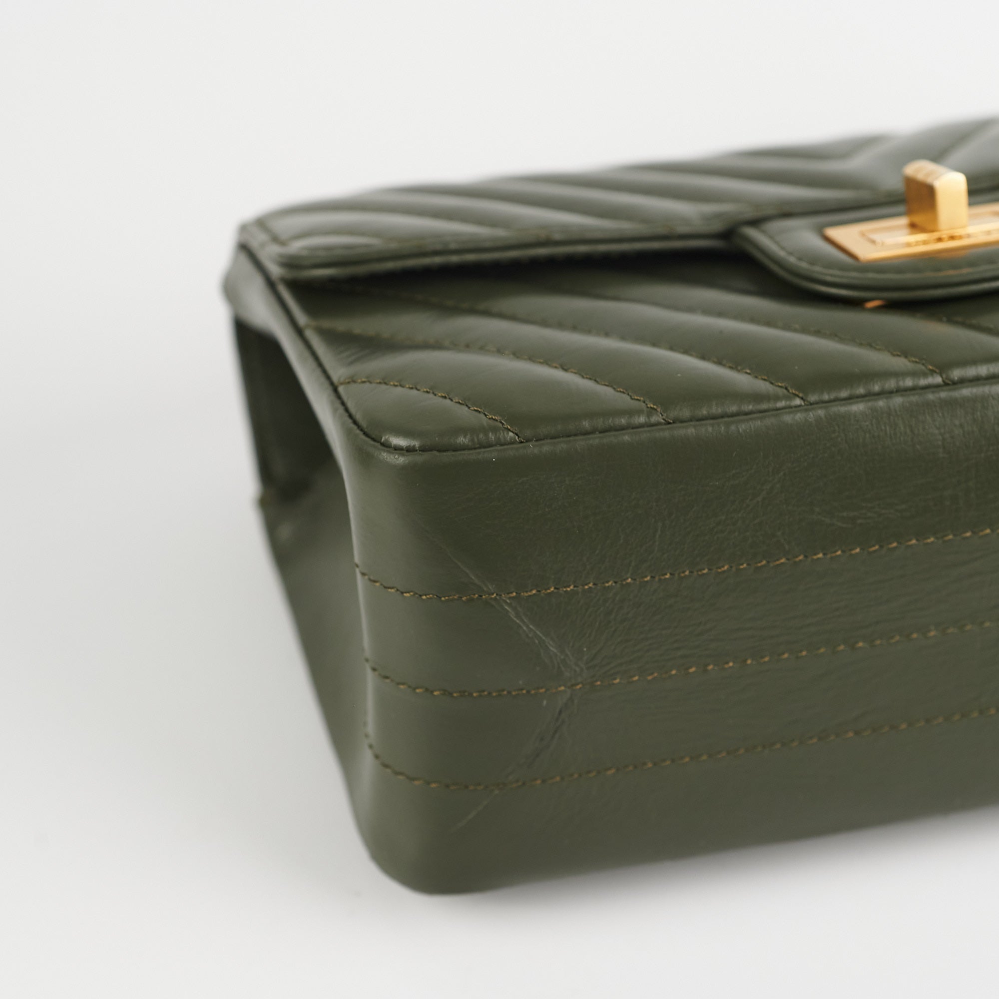 Authentic Chanel Mini 2.55 Chevron Reissue Bag in Khaki Green with Microchip - Luxury Crossbody Purse for Women, Perfect for Date Nights & Special Occasions