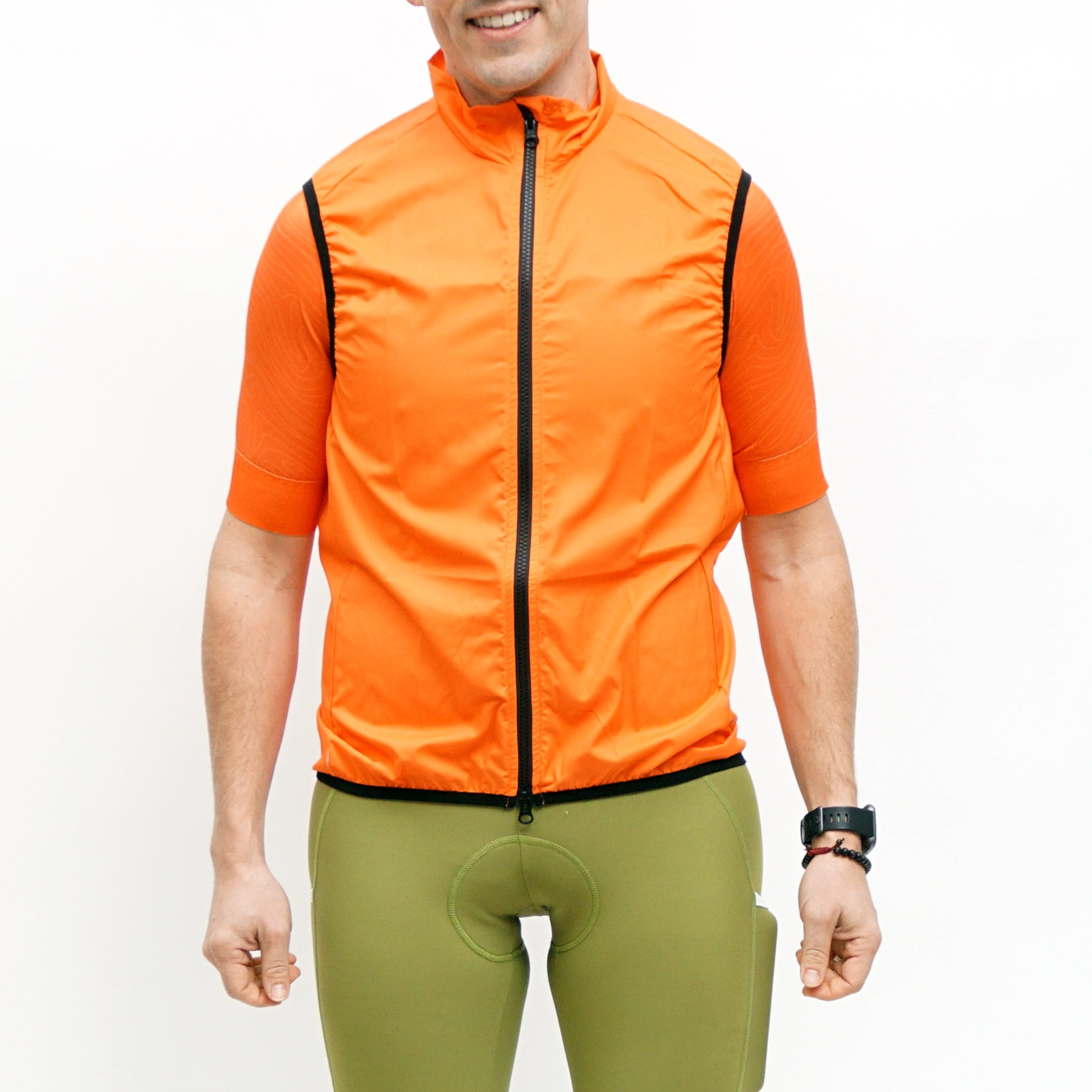 Lightweight Wind Vest for Men & Women - Breathable Orange Windbreaker for Running, Hiking & Outdoor Activities