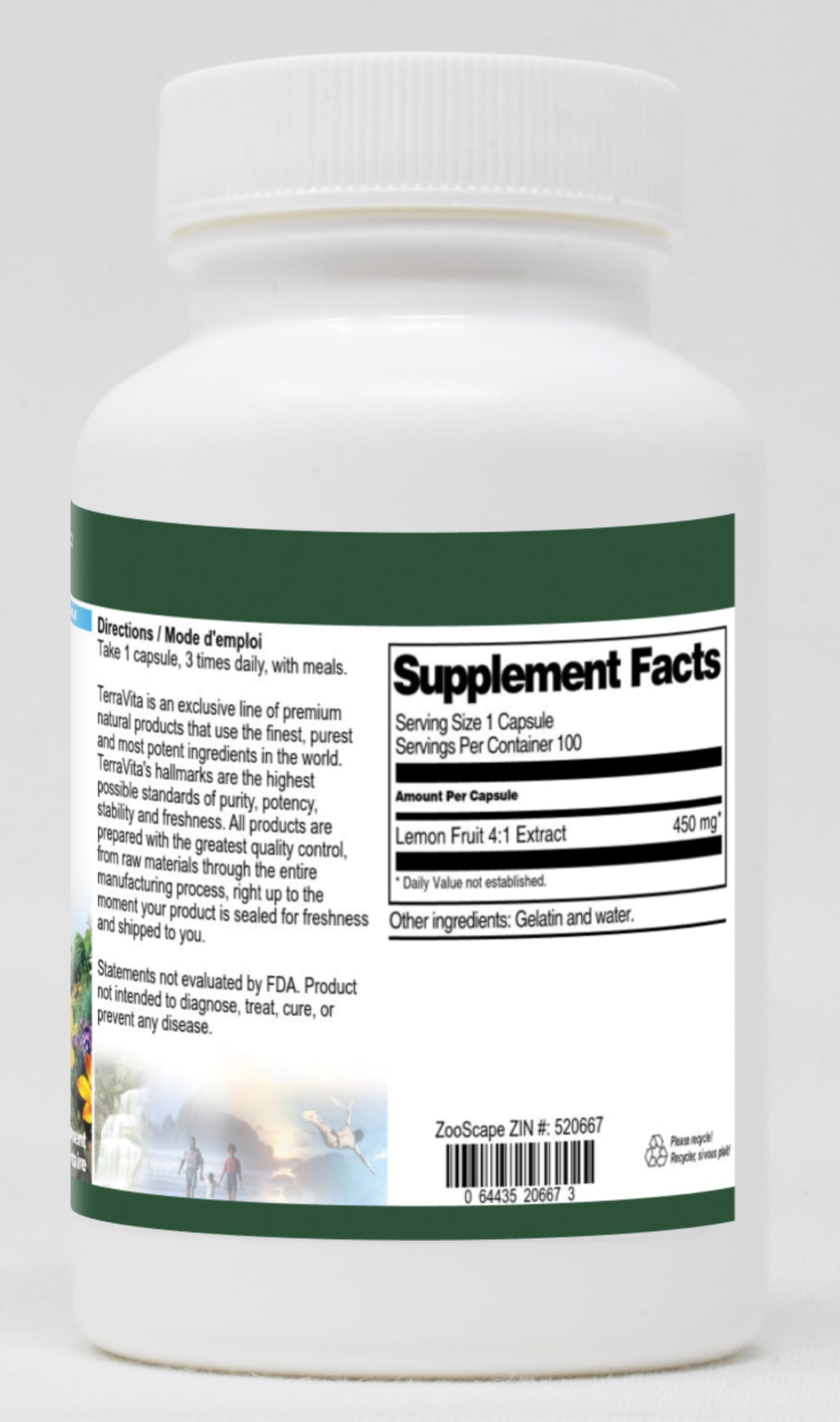 Lemon Fruit Extract 4:1 - 450mg (100 Capsules, ZIN: 520667) - 2 Pack | Natural Antioxidant Supplement for Immune Support & Detox | Perfect for Daily Wellness Routine & Travel