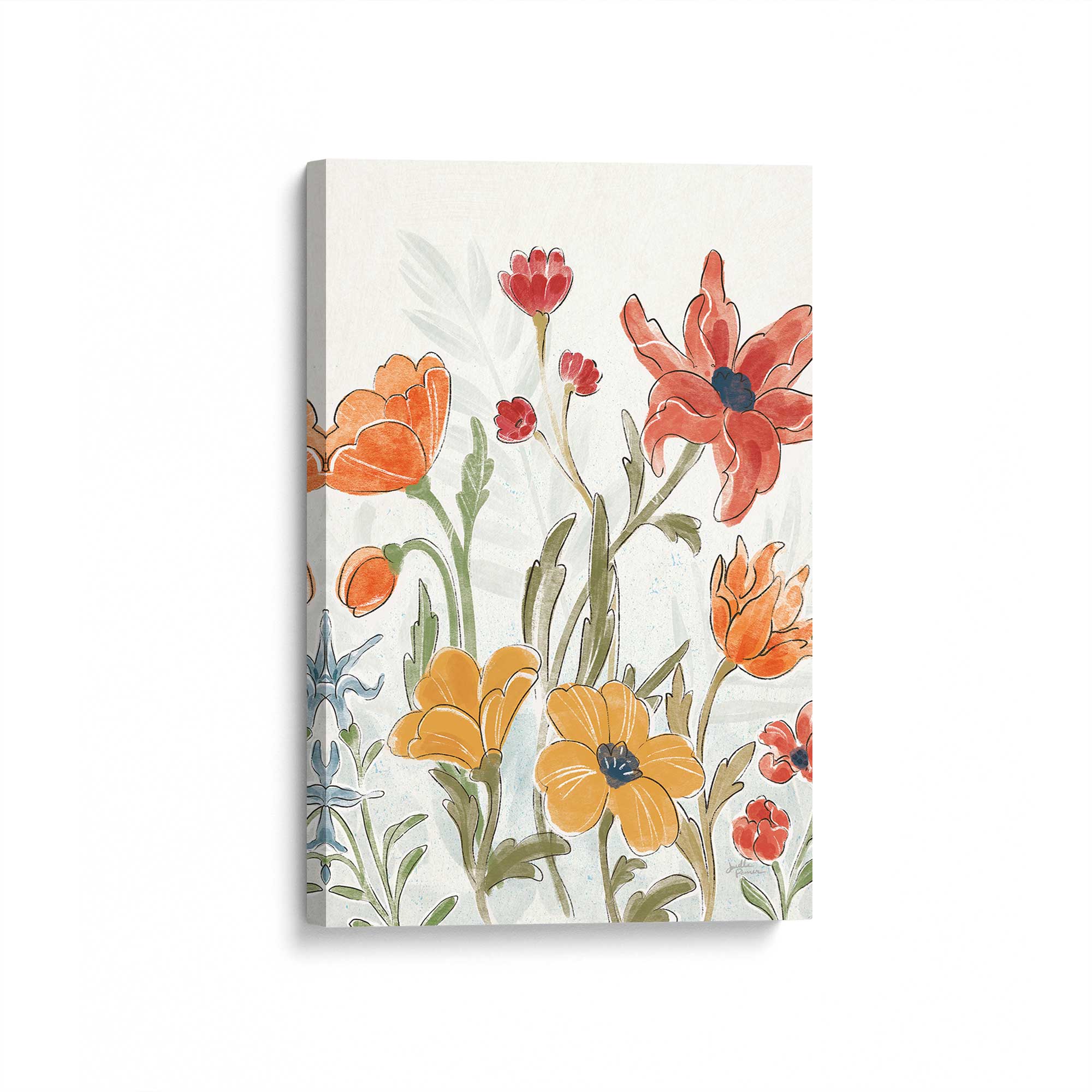 Garden Melody in Bloom II Canvas Wall Art Print - Vibrant Floral Painting for Living Room, Bedroom & Office Decor