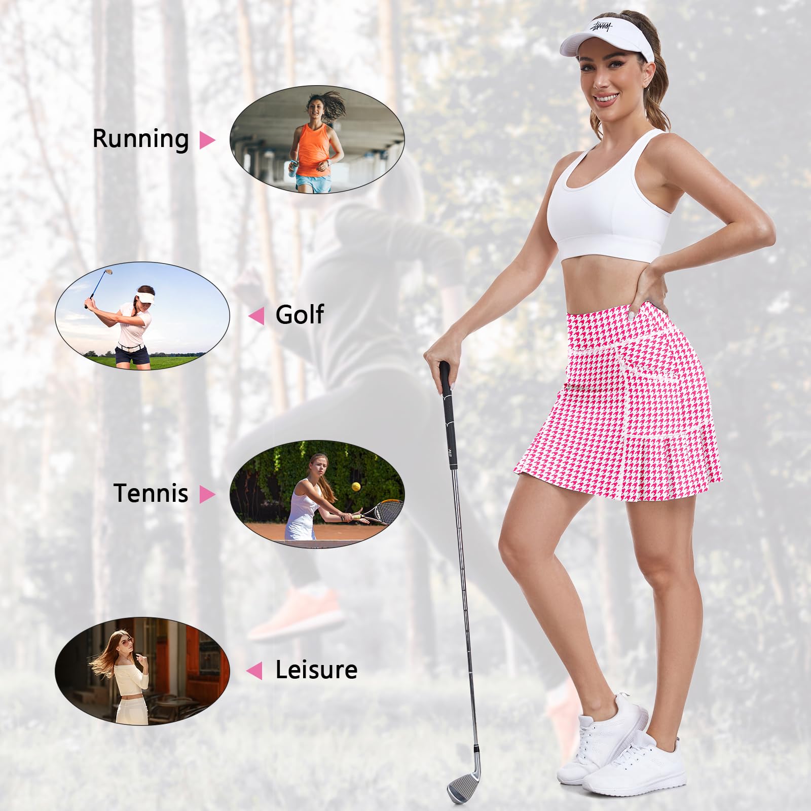 WOWENY Women's High Waist Athletic Skorts with Pockets - Tennis Golf Workout Running Skirt for Women | Perfect for Sports, Gym, Casual Wear & Outdoor Activities