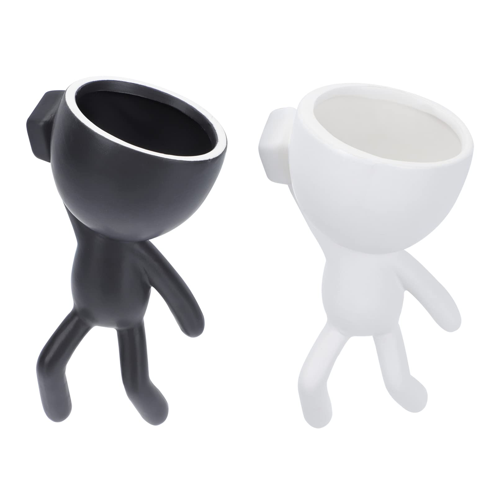 2 Pack Ceramic Succulent Planters - Human Shaped Small Cactus Pots & Mini Flower Vases for Home, Office Desk, Garden Decor - Perfect for Indoor Plants, Wedding Centerpieces & Gift Ideas
