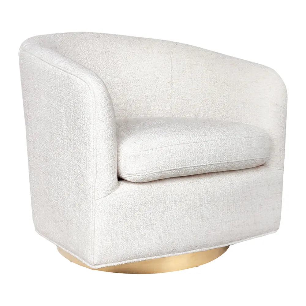 Belvedere Swivel Arm Chair - Natural Tweed Fabric Upholstery, 360-Degree Rotating Lounge Chair for Living Room, Office, or Reading Nook