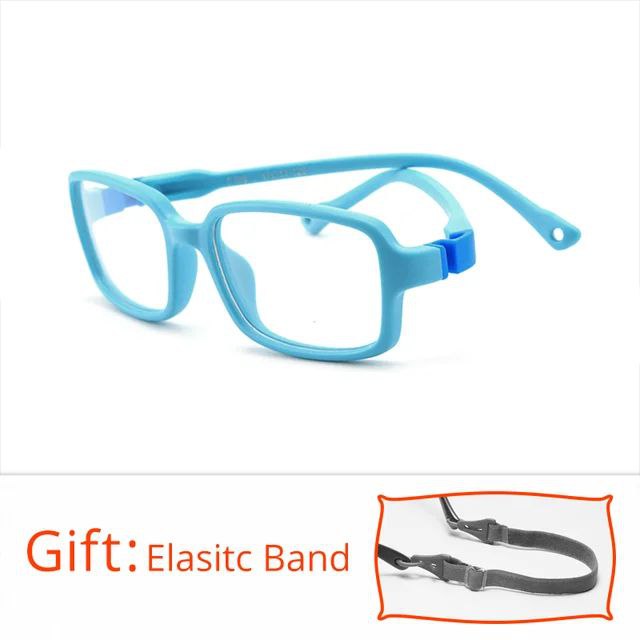 Unbreakable Flexible Kids Glasses with Adjustable Strap - Rectangle Frame for Ages 4-7 (S308) - Perfect for School, Sports & Outdoor Activities