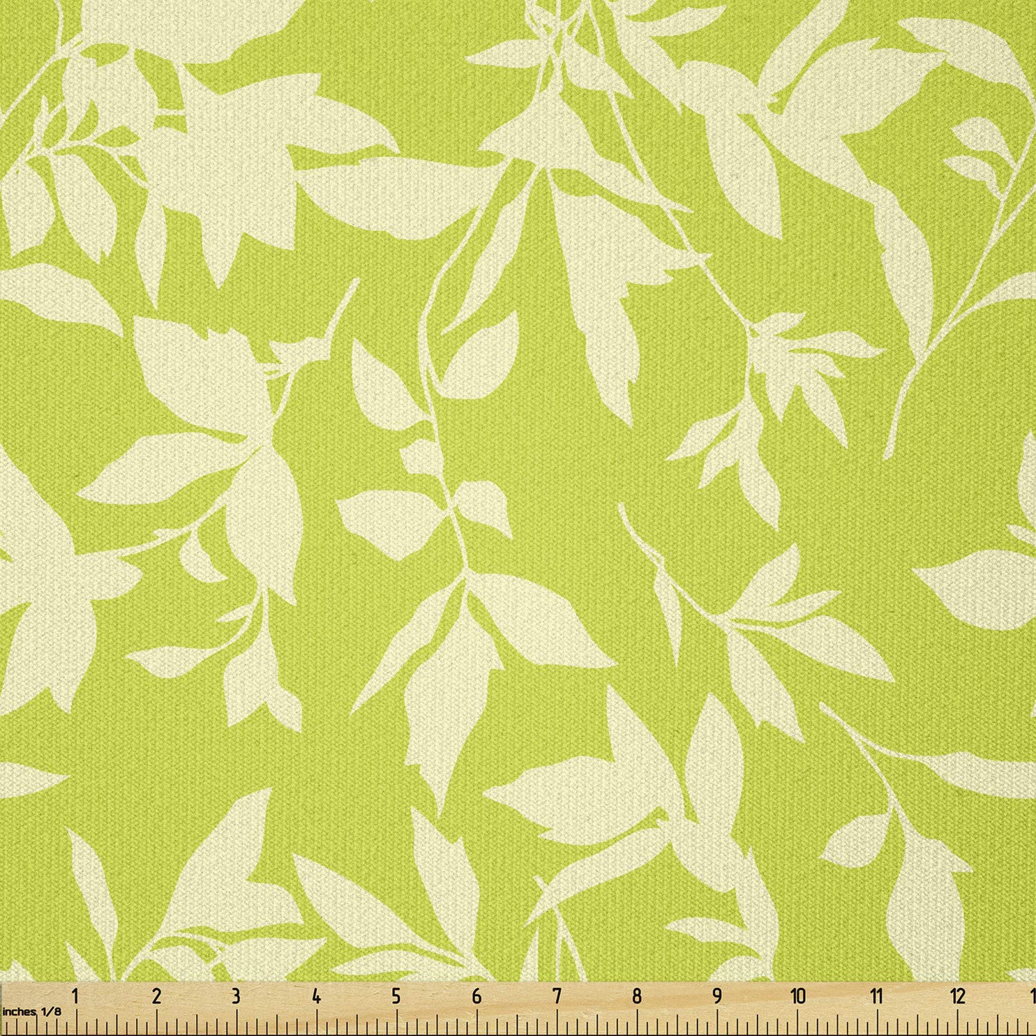 Ambesonne Summer Leaves Stretch Knit Fabric by The Yard - Vibrant Apple Green & Pale Yellow Leaf Print for Clothing Sewing, DIY Crafts, Quilting - 10 Yards - Perfect for Dresses, Tops, Home Decor & Scrapbooking Projects