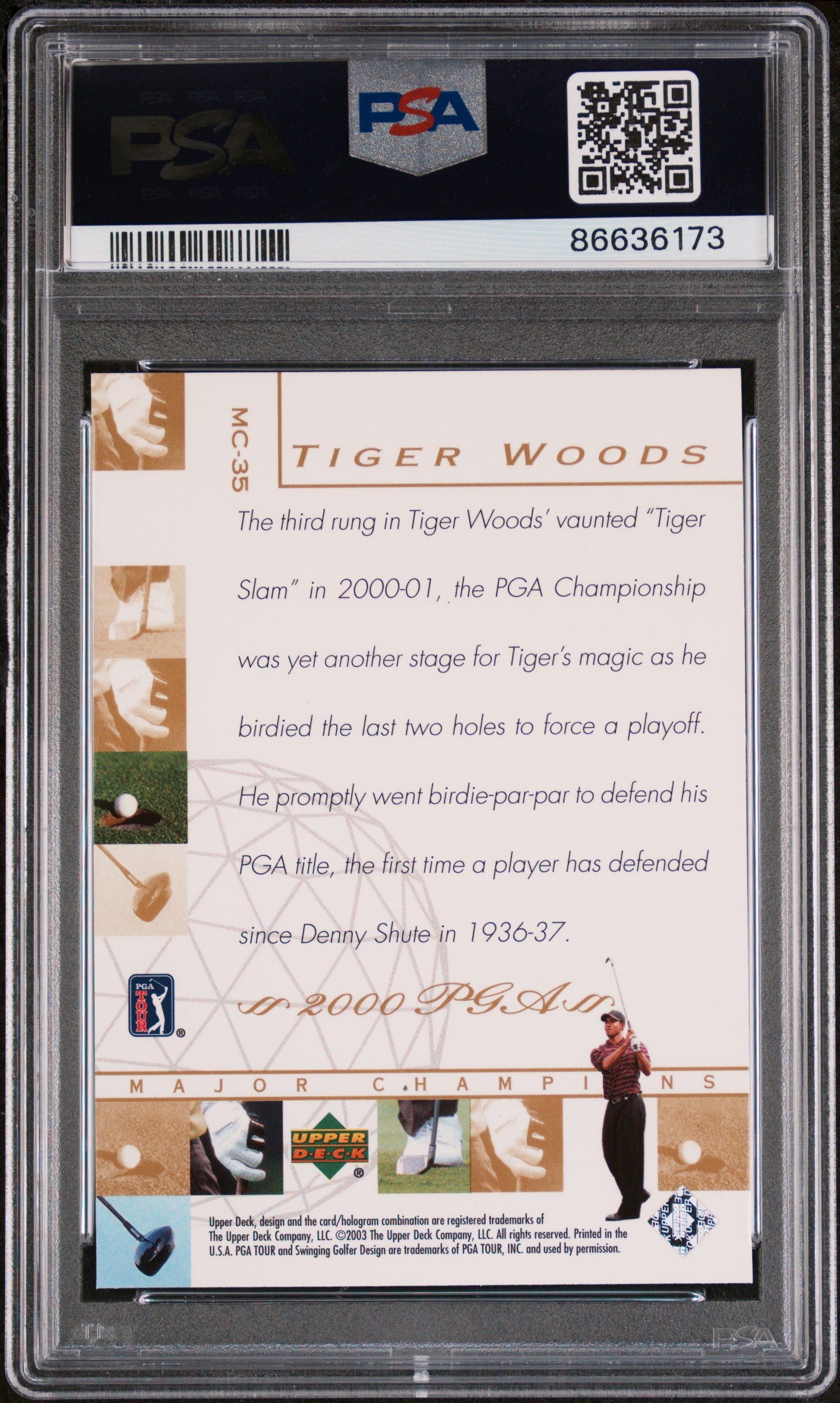 2003 Upper Deck Major Champions Tiger Woods #MC35 PSA 10 Gem Mint Golf Trading Card - Perfect for Collectors, Investors & Sports Memorabilia Enthusiasts