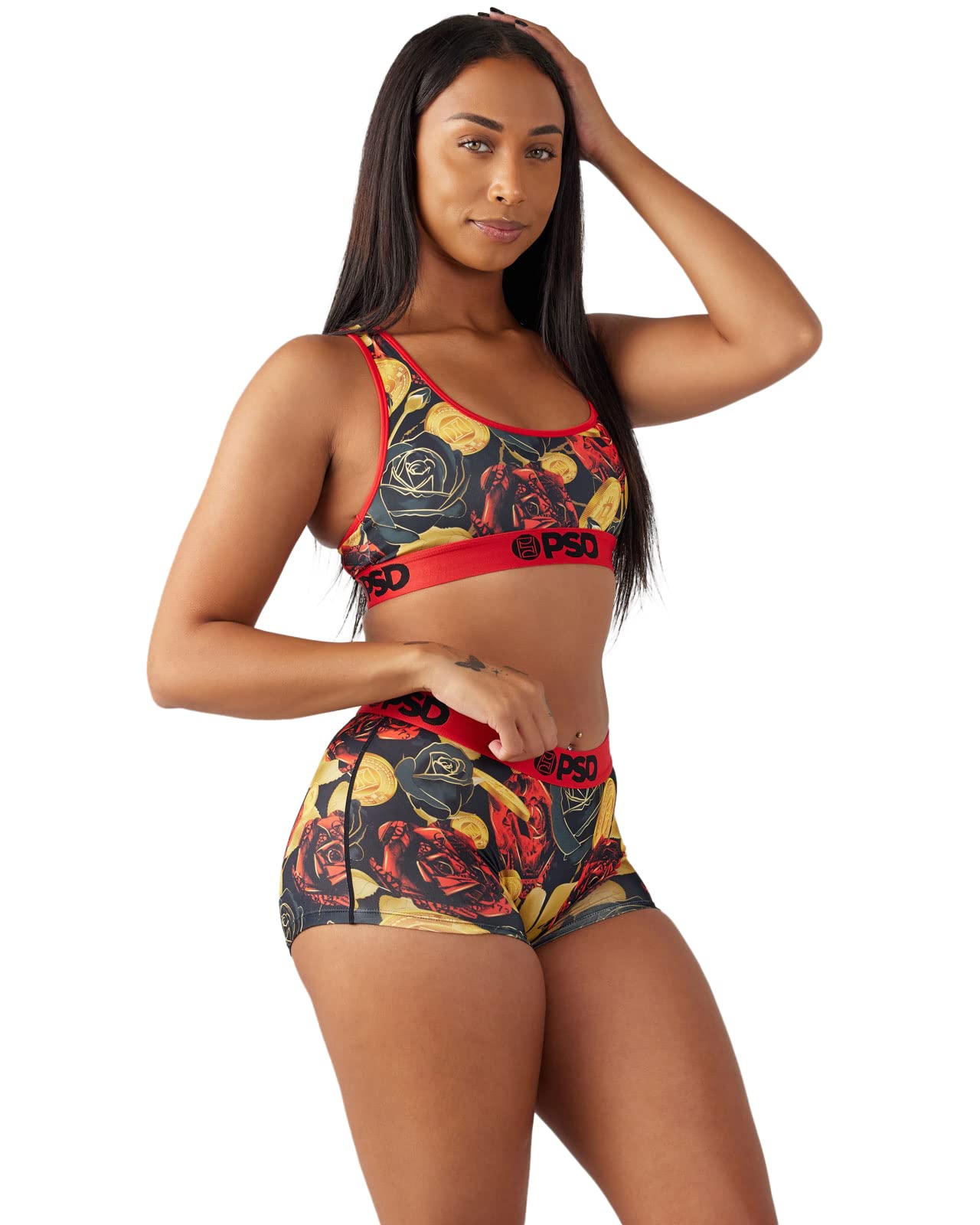 PSD Women's Money Print Sports Bra - Breathable Racerback Workout Top with Moisture-Wicking Microfiber Fabric for Yoga, Running & Gym