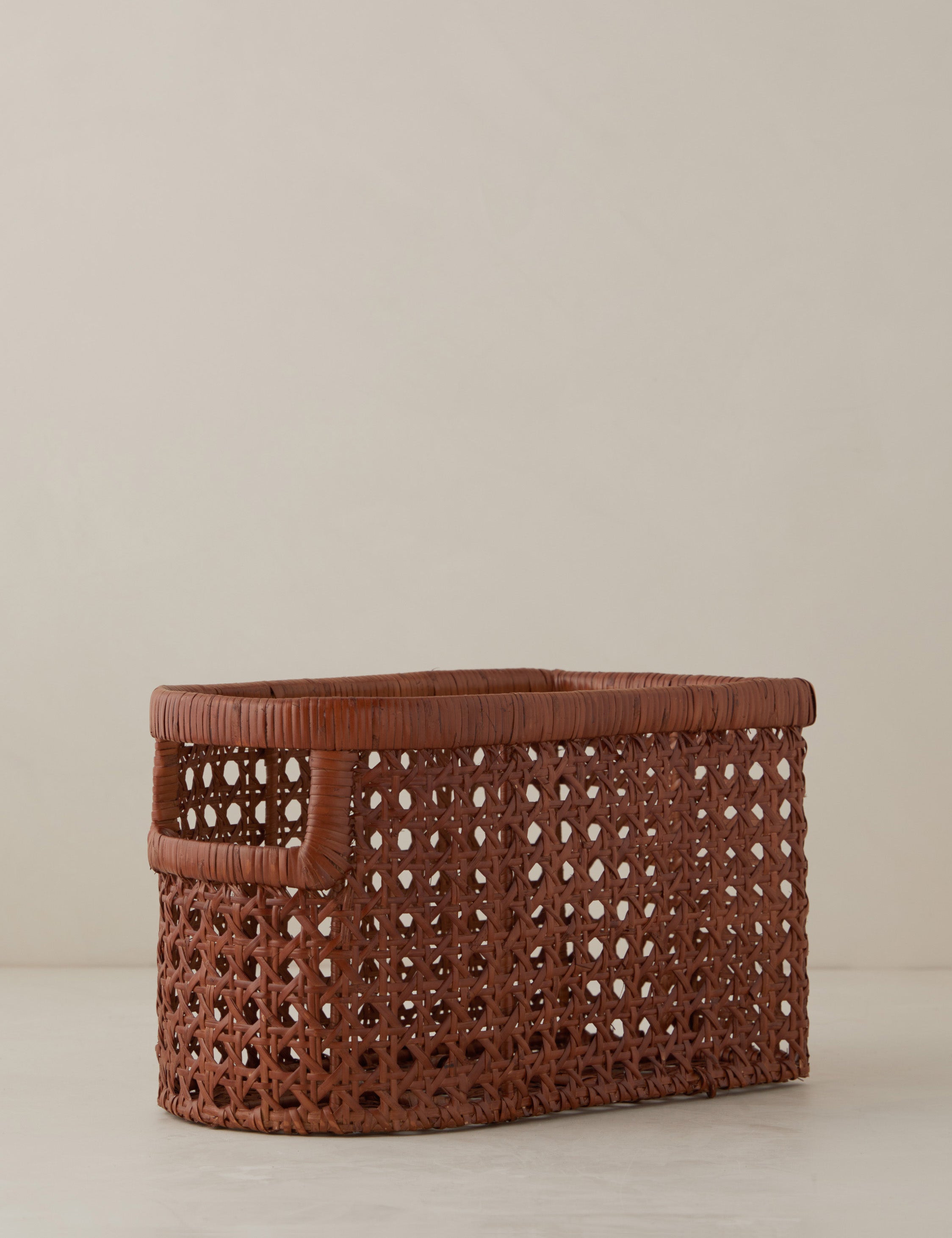 Sarah Sherman Samuel Handwoven Natural Cane Basket - Boho Home Decor, Storage Organizer for Living Room, Bedroom, or Office