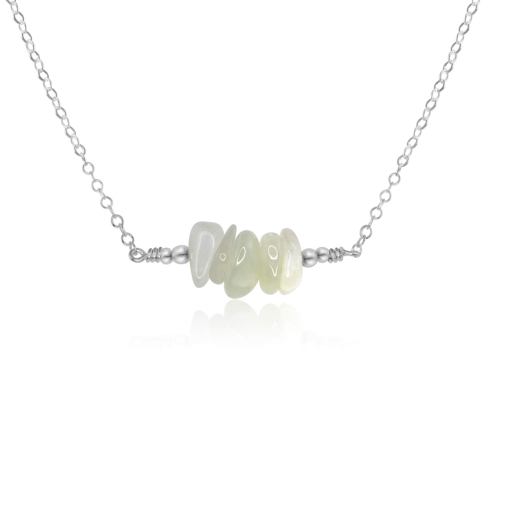 White Moonstone Chip Bead Bar Necklace - Elegant Boho Jewelry for Women | Perfect for Everyday Wear, Weddings & Special Occasions