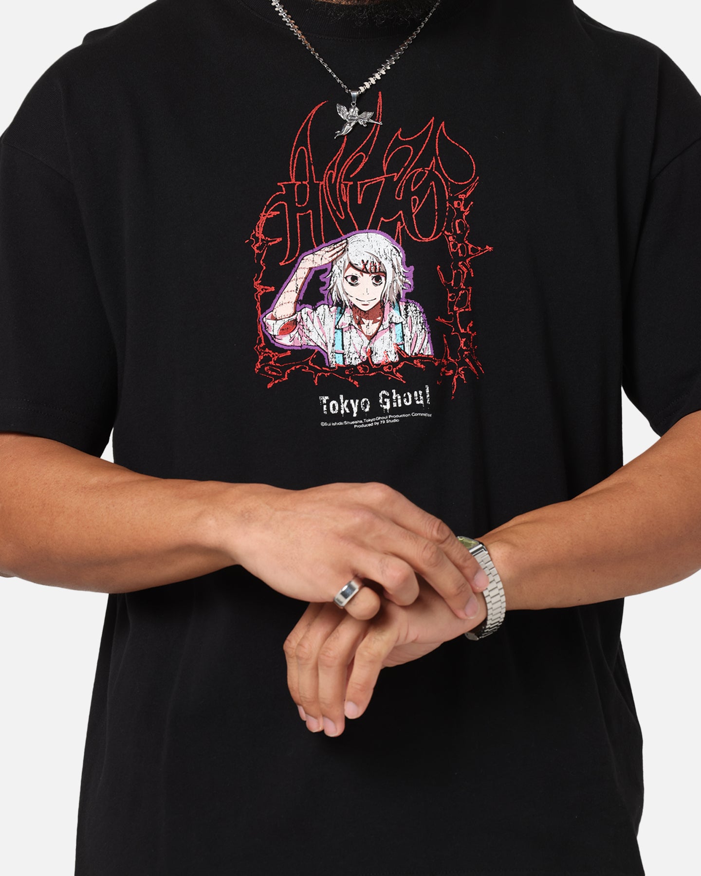 73 Studio X Tokyo Ghoul Juzo Vintage Graphic T-Shirt - Black Anime Cosplay Tee for Fans & Collectors | Casual Streetwear & Convention Outfit