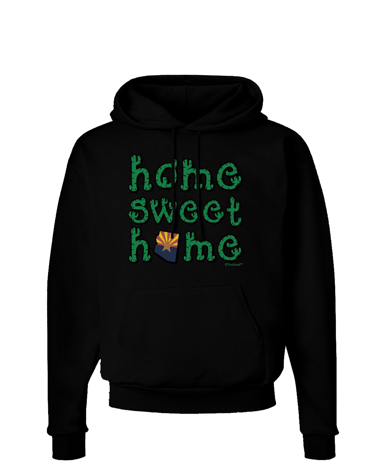 TooLoud Arizona State Flag & Cactus Dark Hoodie - Warm Fleece Pullover with Pockets - Perfect for Outdoor Activities & Casual Wear