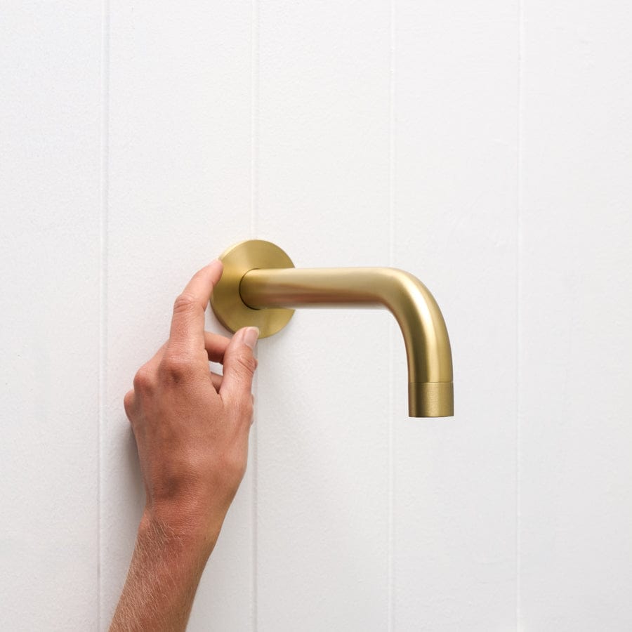 Sydney Wall Spout Brushed Brass - Premium Bathroom Faucet for Modern Sink & Vanity - Perfect for Home, Hotel, and Spa Decor