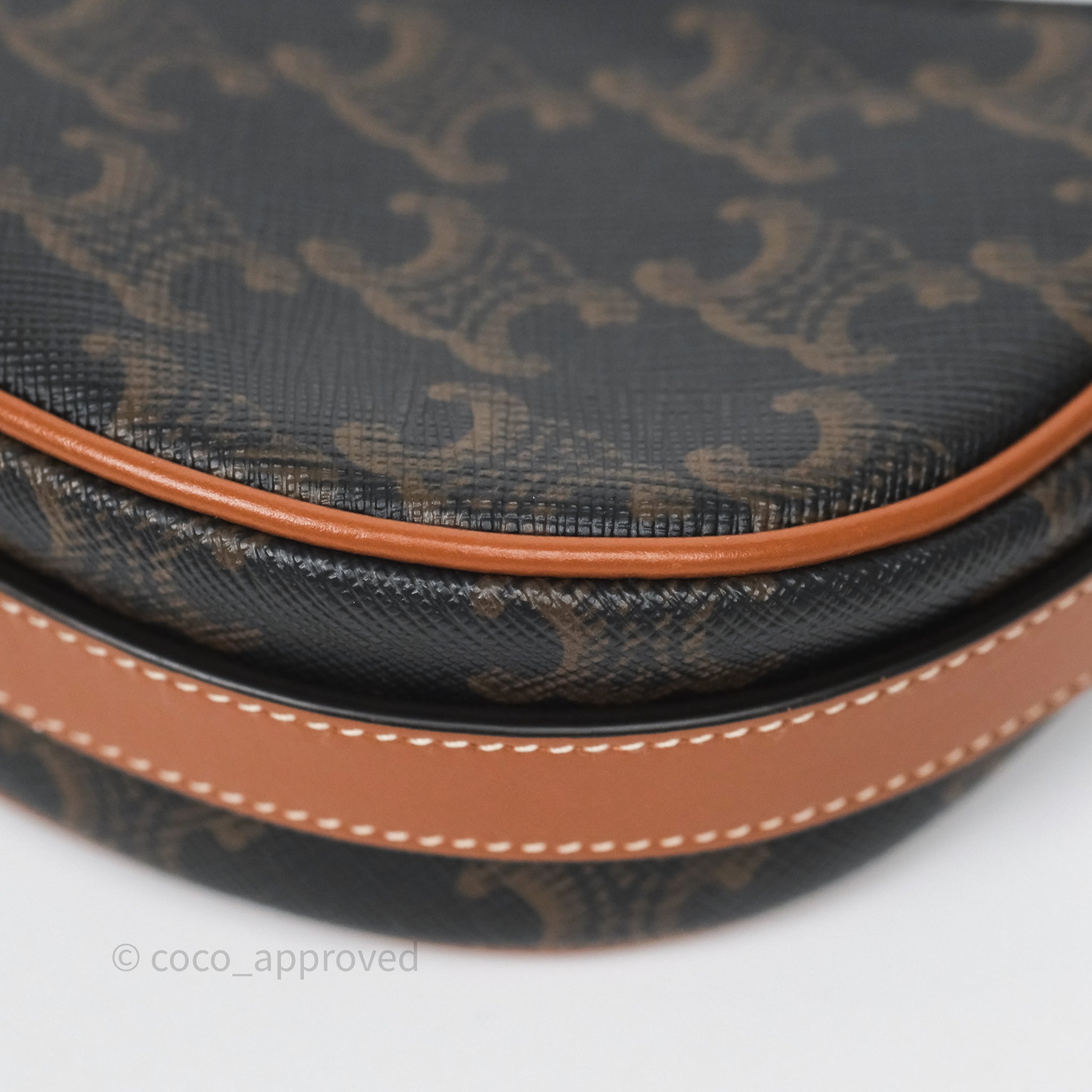 Celine Mini Ava Bag in Triomphe Canvas & Calfskin Leather - Tan Crossbody Purse for Women | Perfect for Everyday Use, Work & Travel