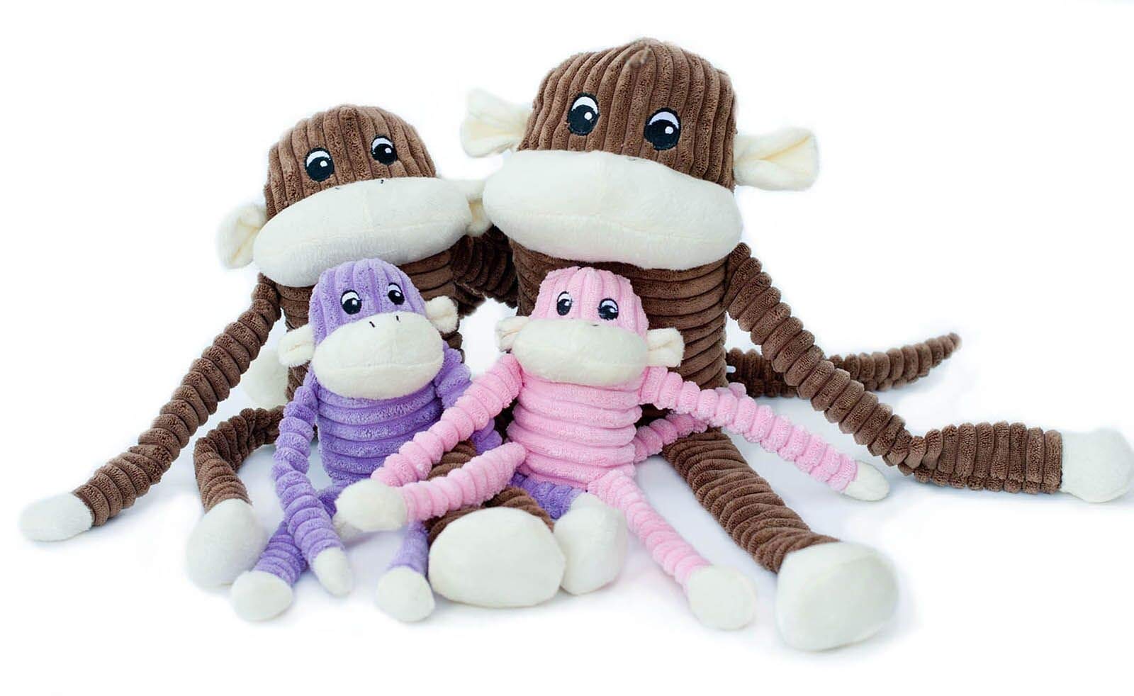ZippyPaws Spencer The Crinkle Monkey Dog Toy with Squeaker - Soft Plush Puppy Chew Toy for Small & Large Dogs - Interactive Play & Training Reward (Brown, Large) - Perfect for Indoor Fun & Outdoor Adventures