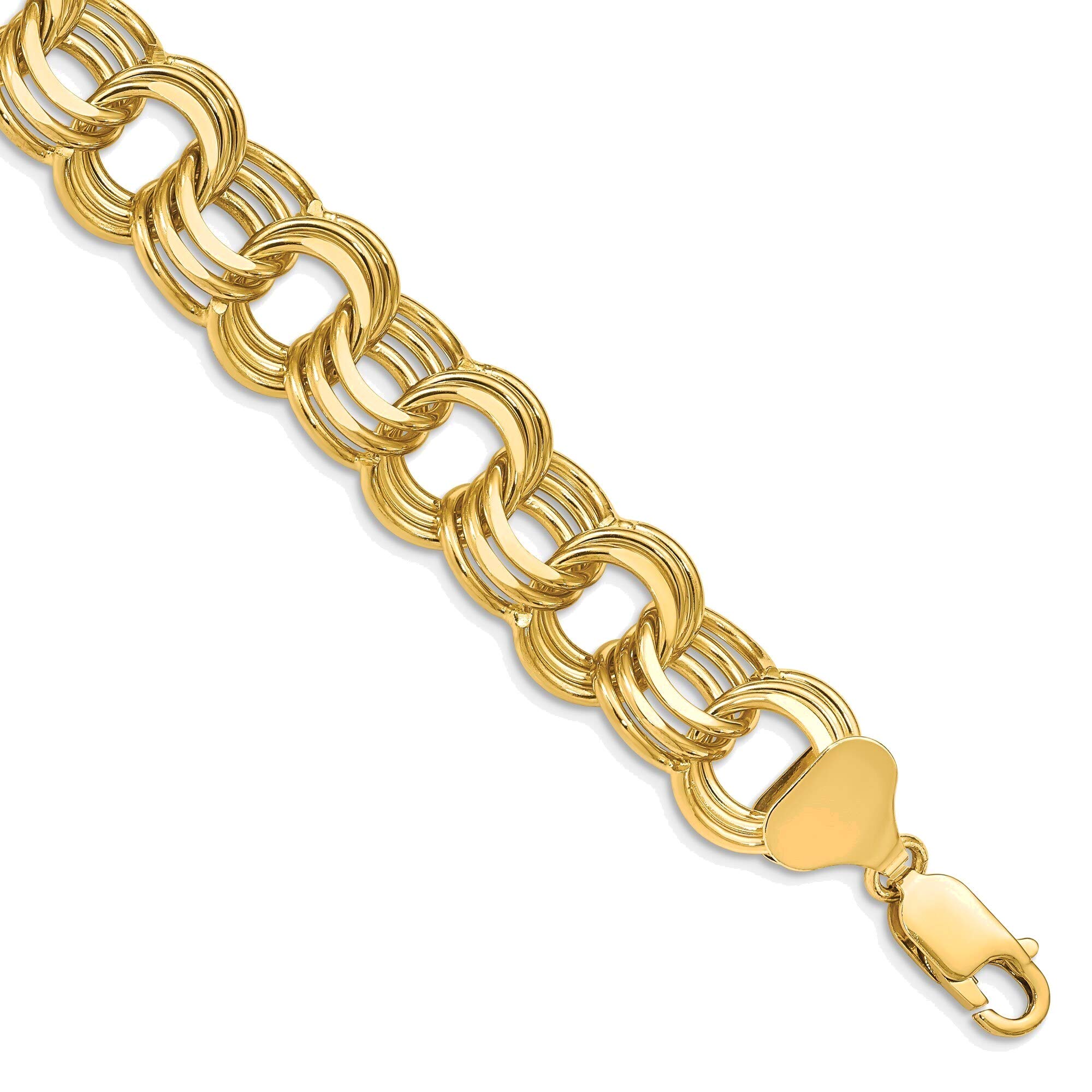 14K Yellow Gold Triple Link Charm Bracelet for Women - Elegant Bonyak Jewelry for Everyday Wear & Special Occasions