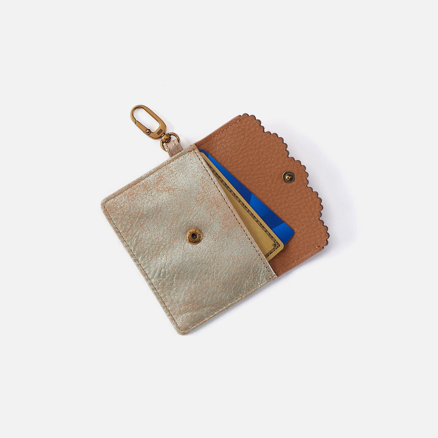 Premium Metallic Leather Tabby Flap Card Holder Wallet - Saddle Stardust Color for Women | Perfect for Everyday Use, Travel & Business Cards