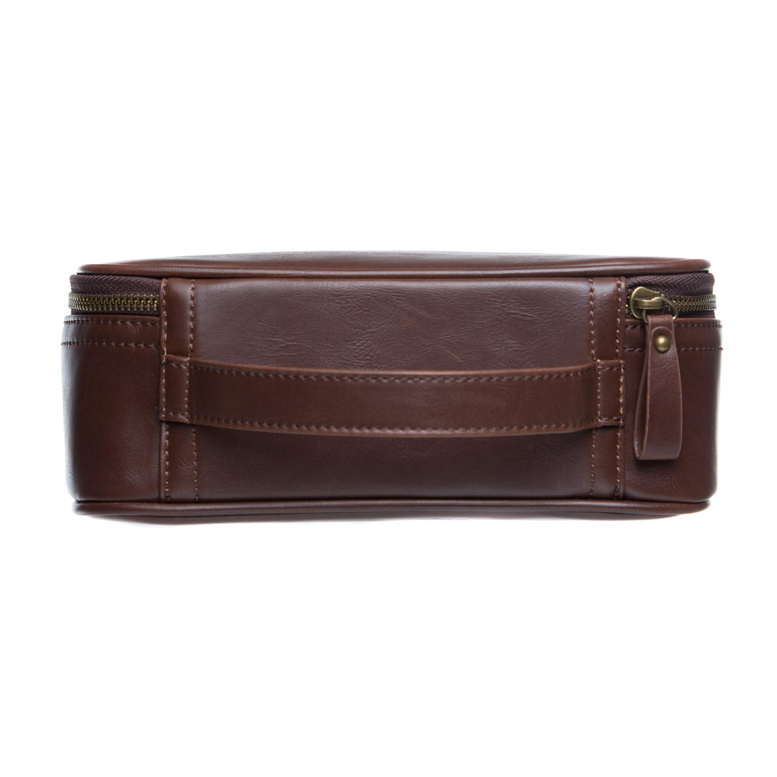 Premium Personalized Leather Toiletry Bag for Men - Swanky Badger Custom Dopp Kit (Brown Circle) - Ideal for Travel, Gym & Grooming Essentials