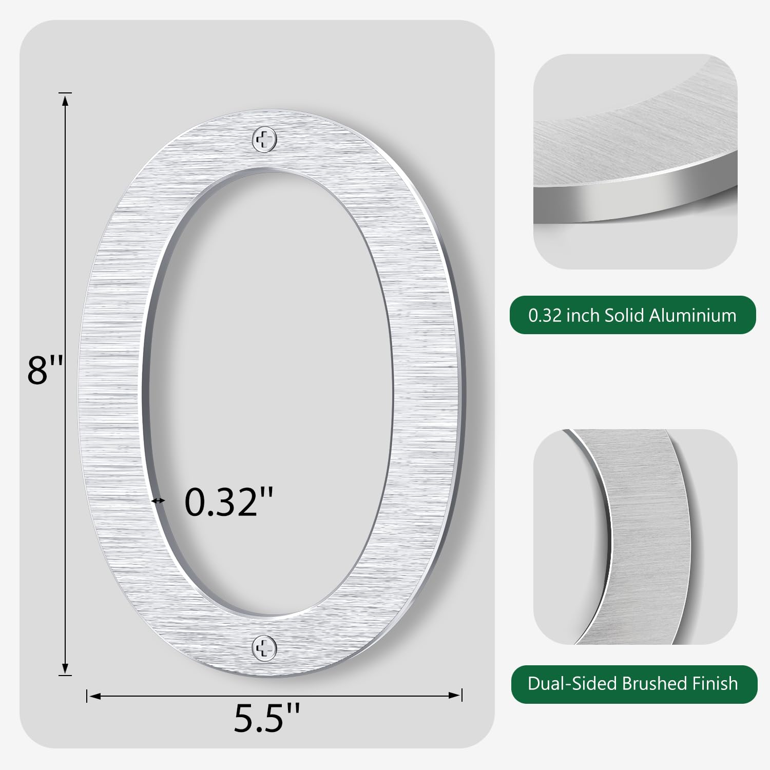 8 Inch Silver Modern Floating Metal House Numbers - Large Aluminum Address Plaques for Front Door, Outdoor Brick House - Weatherproof & Durable for Home, Office, Apartment (Perfect for Mail Delivery & Guest Identification)