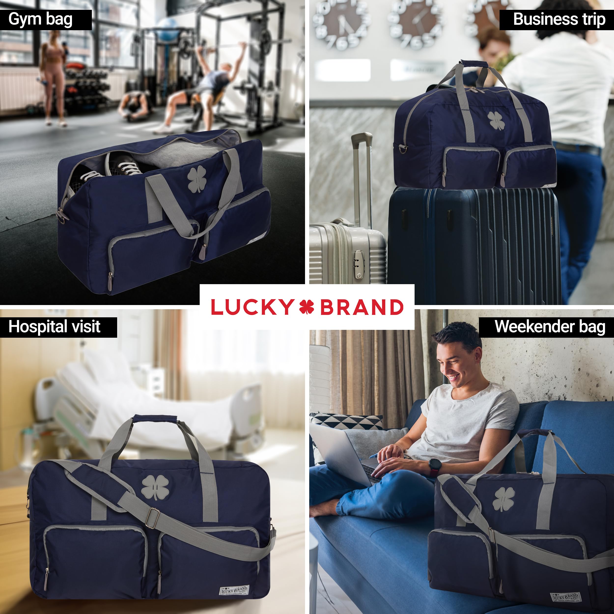 **40L Lucky Travel Duffel Bag - Foldable Gym & Weekender Bag for Men & Women with Adjustable Shoulder Strap - Perfect for Workouts, Travel & Overnight Trips**