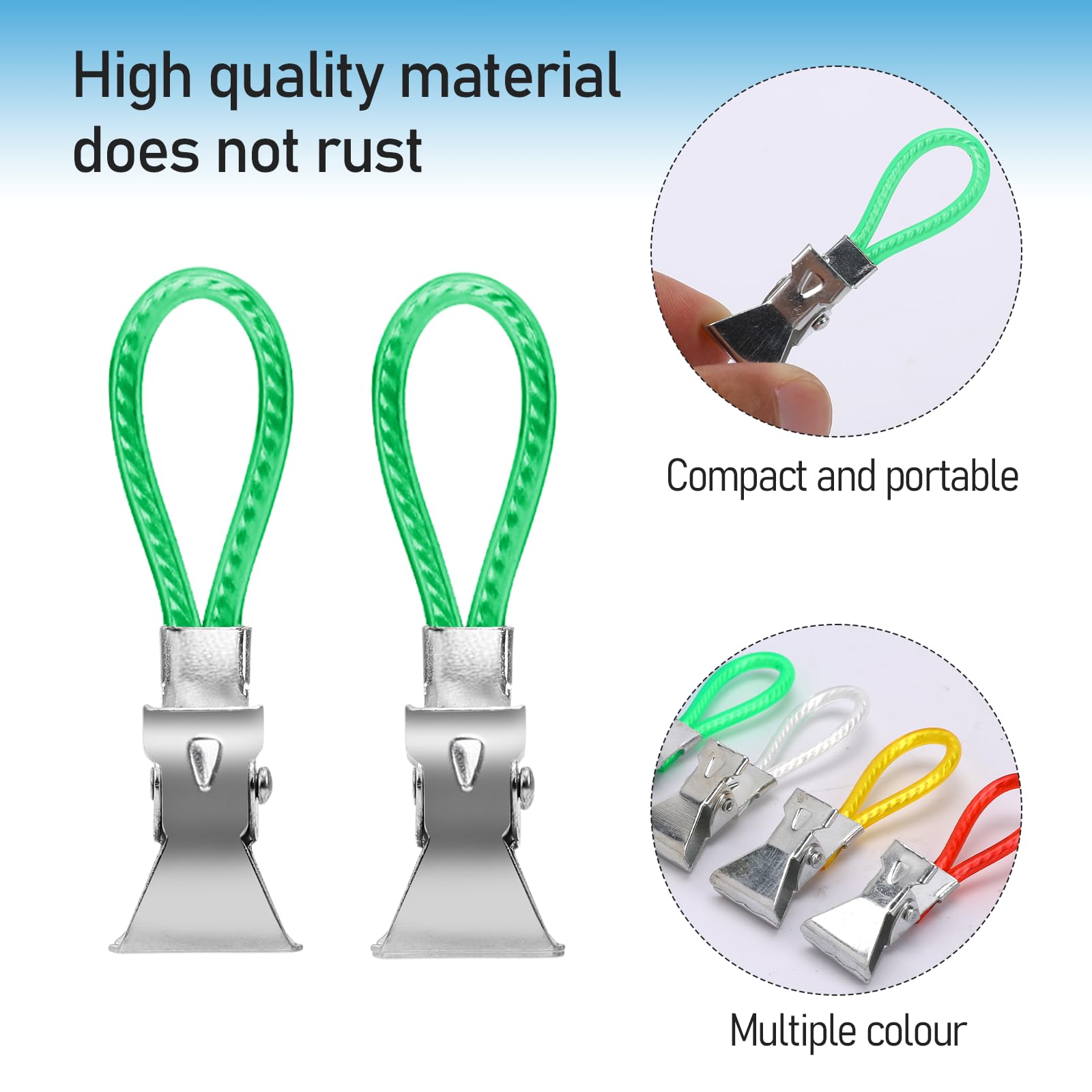 Mozeat Lens Towel Clips - 4 Pack Hanging Towel Clips with Loop for Kitchen, Bathroom, Cupboard - Durable Stainless Steel Tea Towel Hooks for Home Organization (Perfect for Hanging Dish Towels, Hand Towels, and Aprons)
