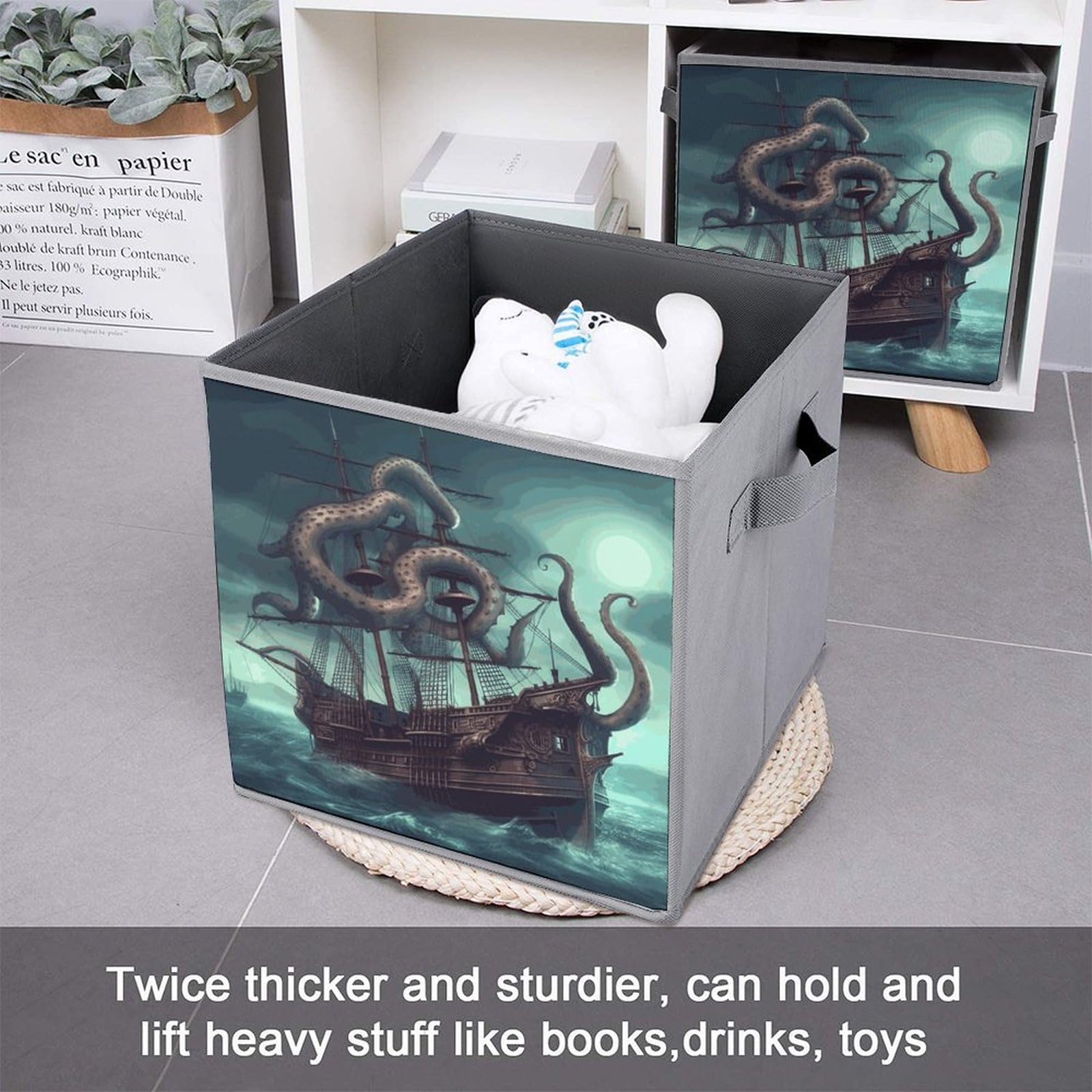Collapsible Waterproof Storage Cube Bins with Handles - 6 Pack Organizer for Home, Closet, Office & Bedroom | Perfect for Toys, Clothes & Octopus Ship Storage