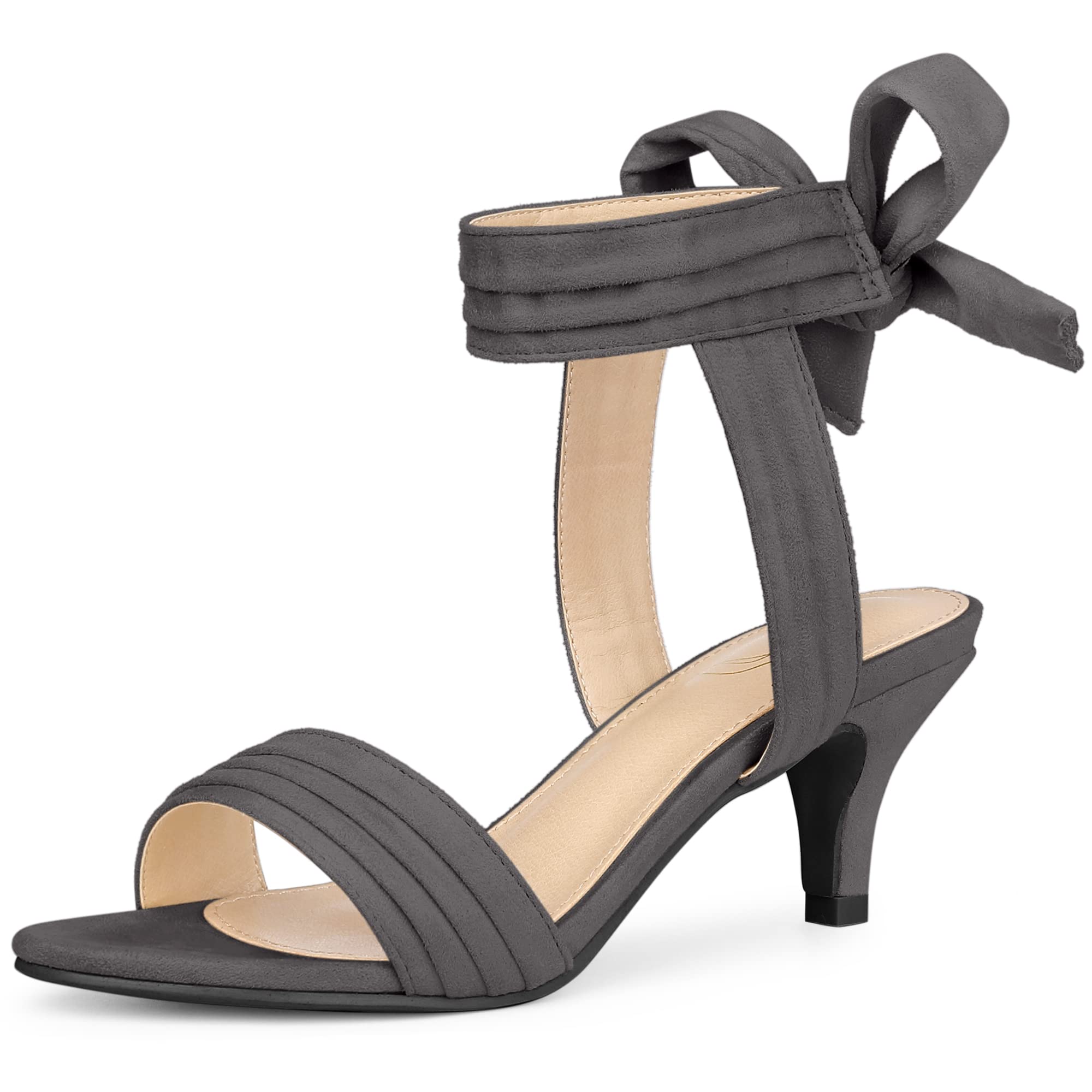 Perphy Women's Open Toe Ankle Tie Bridal Kitten Heel Sandals - Perfect for Weddings, Parties & Special Occasions
