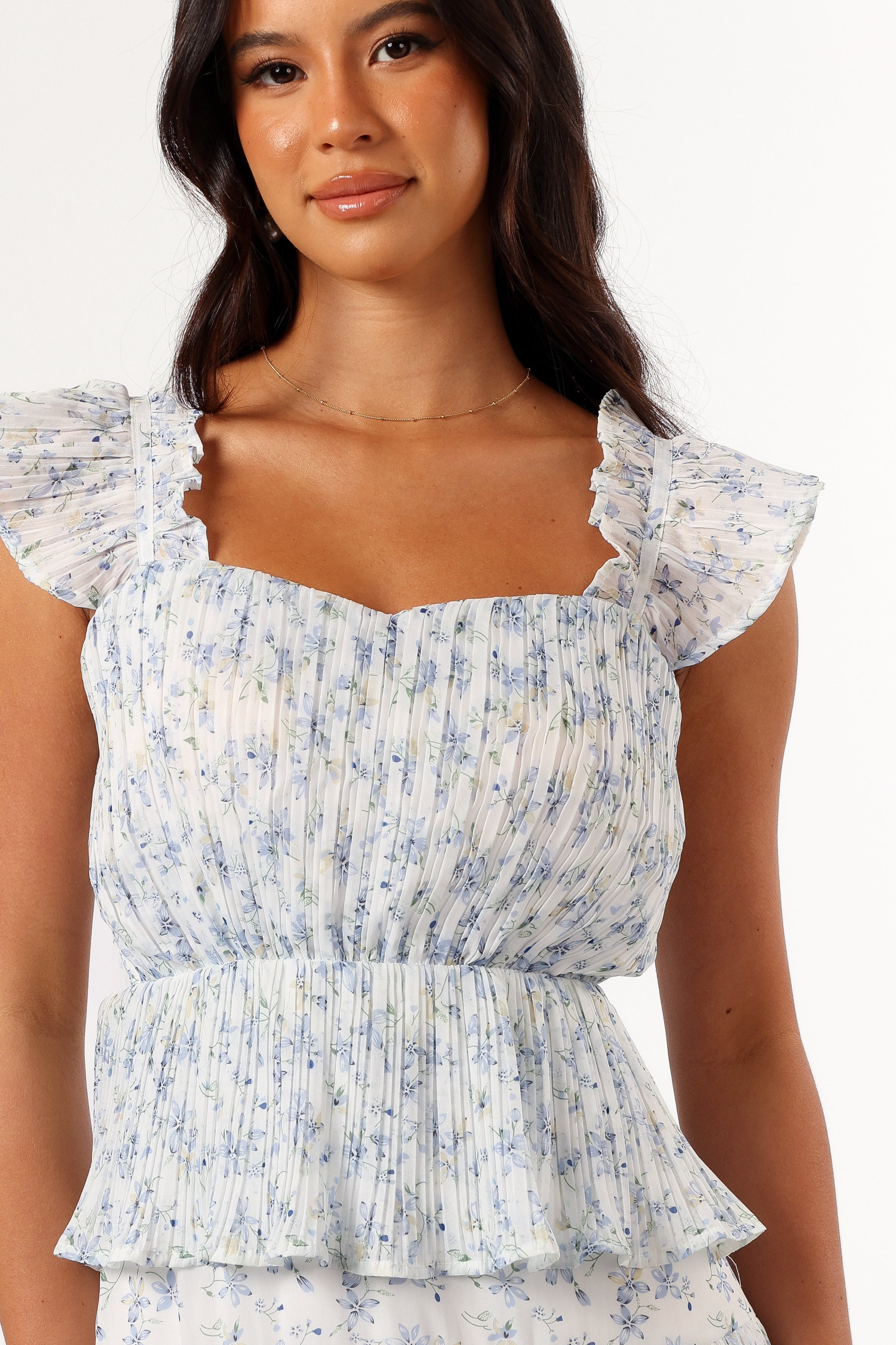 Cayson Midi Ruffle Dress for Women - Elegant Cream Lavender Flowy Summer Dress | Perfect for Weddings, Parties & Date Nights