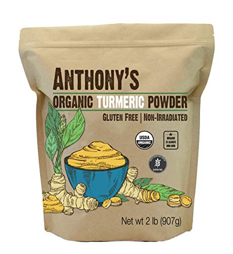 Anthony's Organic Turmeric Root Powder 2 lb | Curcumin Powder | Gluten Free & Non GMO | Perfect for Golden Milk, Smoothies & Cooking