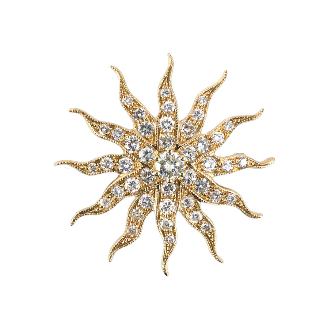 Elegant Diamond Sunburst Pin Brooch - Vintage Rhinestone Jewelry for Women - Perfect for Weddings, Parties & Special Occasions