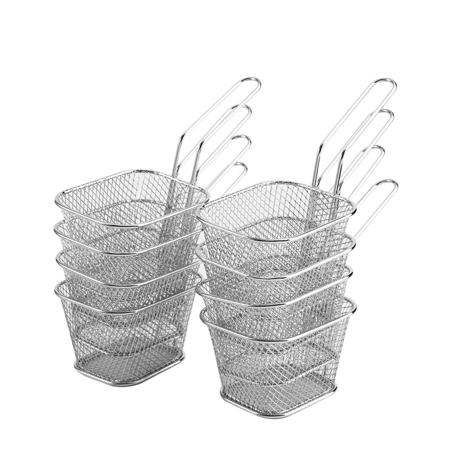 8Pcs Stainless Steel Fry Basket Set - Durable Chip Basket for Chicken Fingers, Shrimp & Seafood - Easy to Clean & Rustproof - Perfect for Restaurants, Food Trucks & Home Kitchen Use
