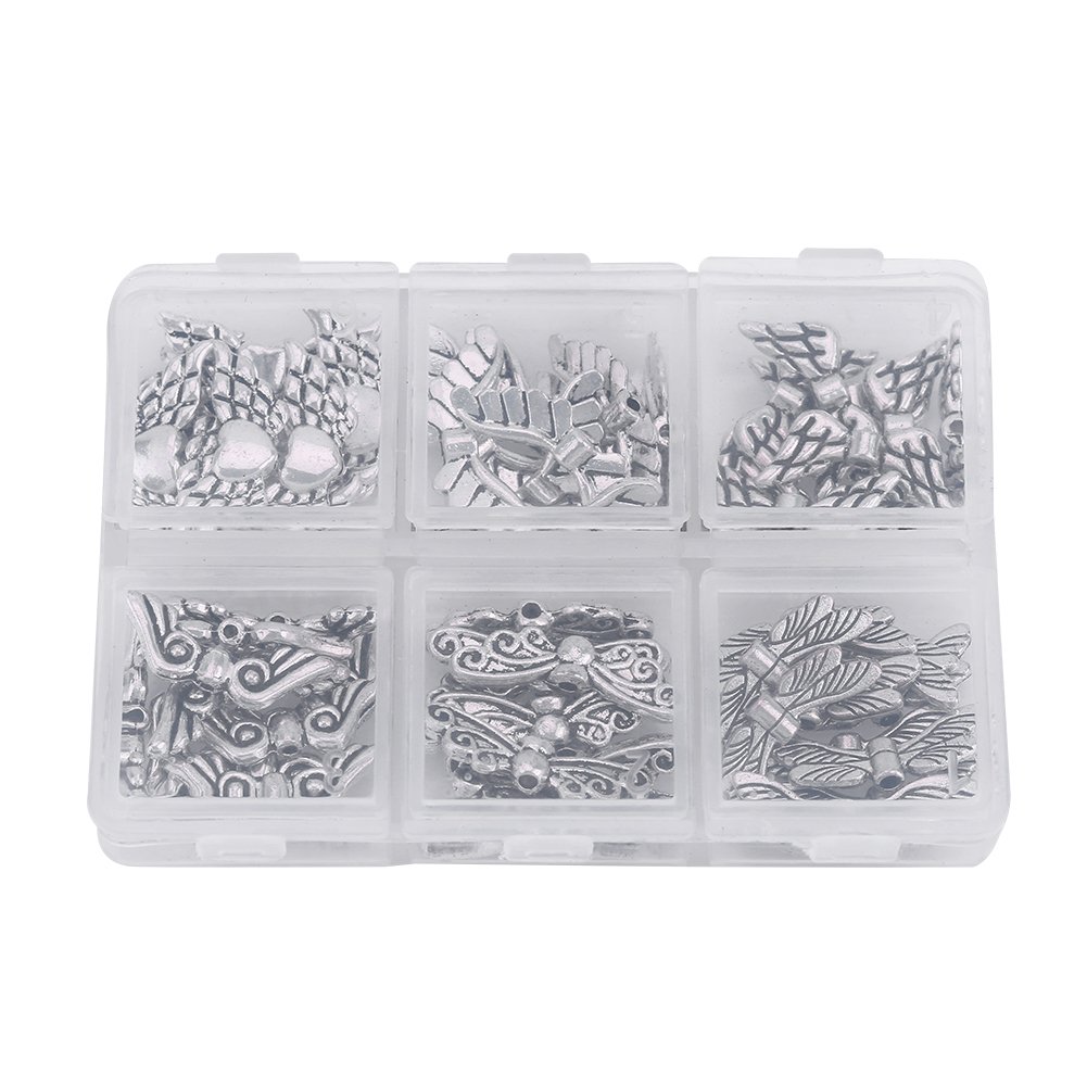 Angel Wing Jewelry Findings - Silver Tone Bead Charms for Necklace, Bracelet & DIY Craft Making - Perfect for Jewelry Supplies with Storage Box - Ideal for Gifts, DIY Projects & Angel Themed Jewelry