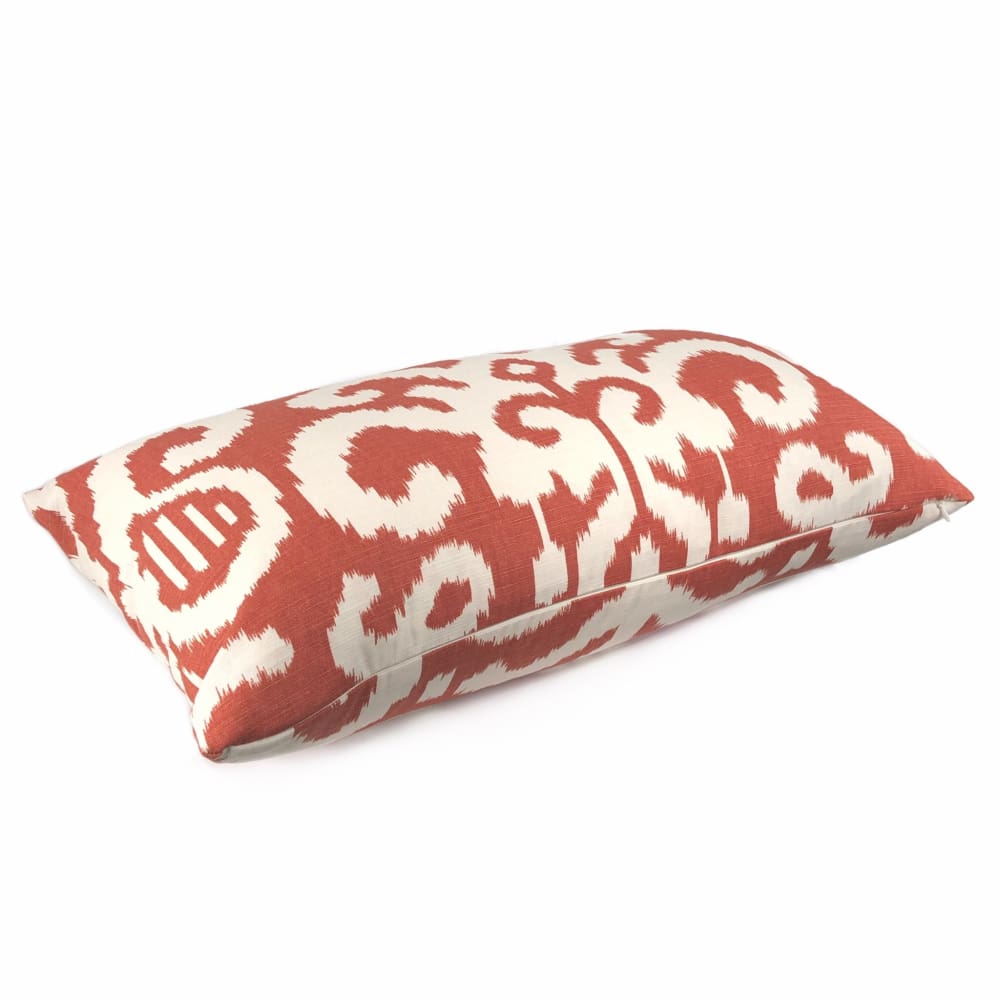 Southwest Tribal Abstract Ikat Pillow Cover - Rust Orange & White Geometric Design for Sofa, Bed, or Living Room Decor