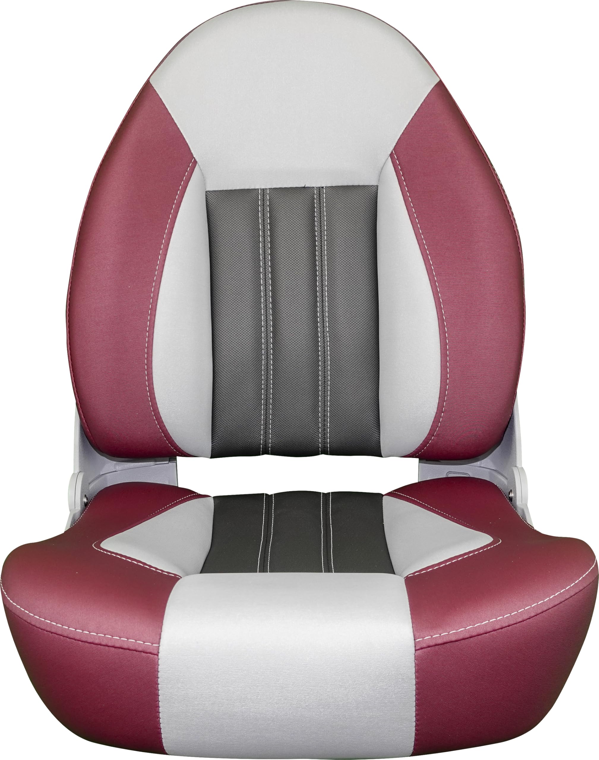 Tempress ProBax Orthopedic Folding High Back Boat Seat - Ergonomic Support for Fishing & Boating - Raspberry, Gray, Carbon Colors - Perfect for Long Hours on Water