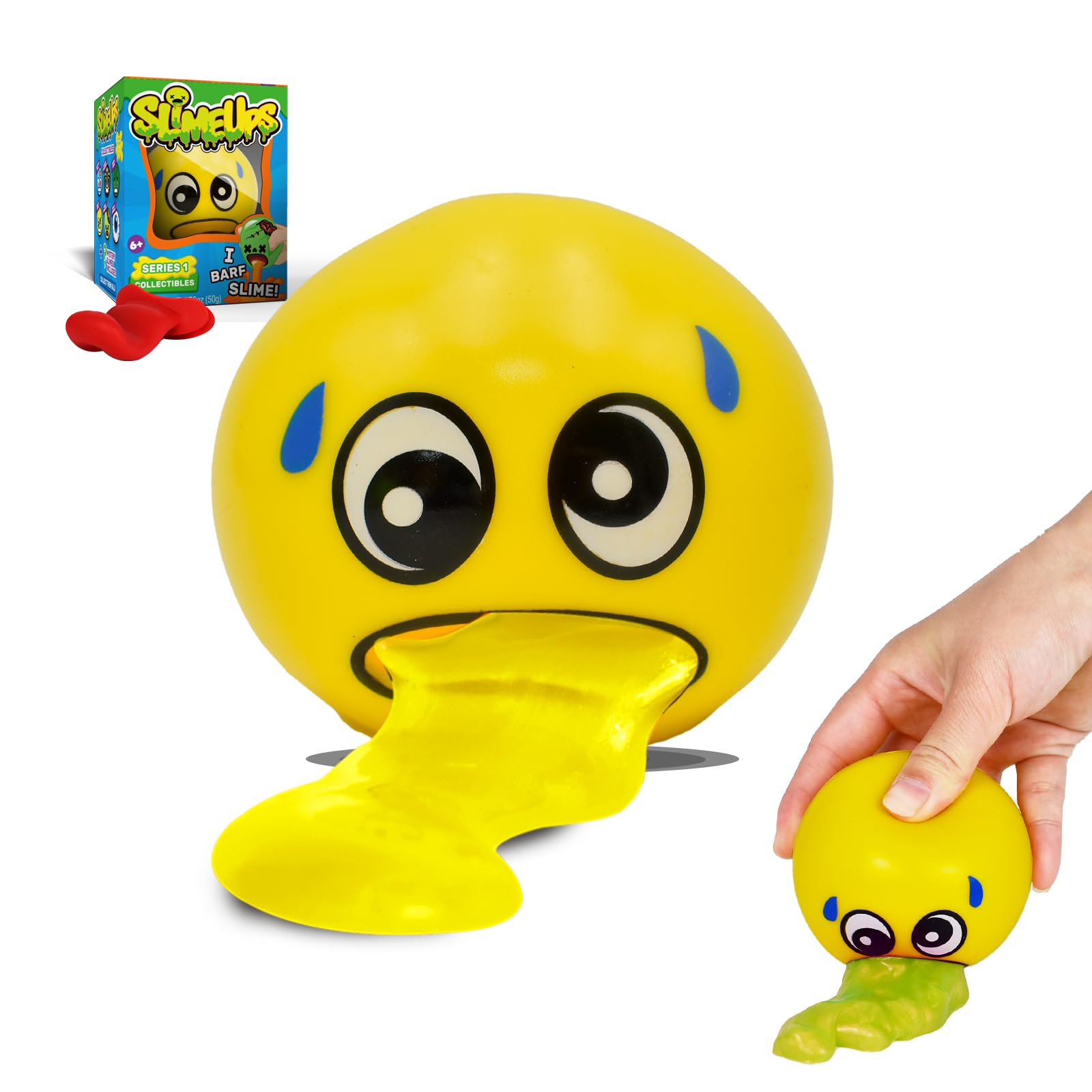 Slime Ups 3.2 Inch Round Stress Relief Ball - Squeeze Toy for Anxiety & Fidgeting - Fun Tricky Play Decompression Game (Sweaty Steve Style) - Perfect for Office, Classroom & ADHD Focus