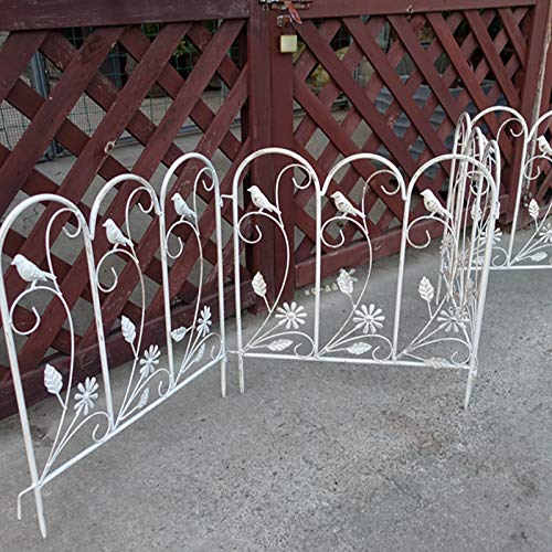 4 Pack Decorative Garden Fence Borders - Rustproof Flower Bed Edging, Landscape Wire Fencing Panels for Outdoor Lawn, Patio & Garden Protection - Animal Barrier & Bird Deterrent - White (Perfect for Yard Landscaping, Flower Beds & Pet Safety)