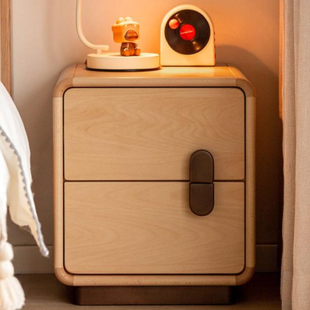 Solid Beech Wood Nightstand with Storage - Bedside Table for Bedroom, Living Room, or Office - Compact & Stylish Home Furniture