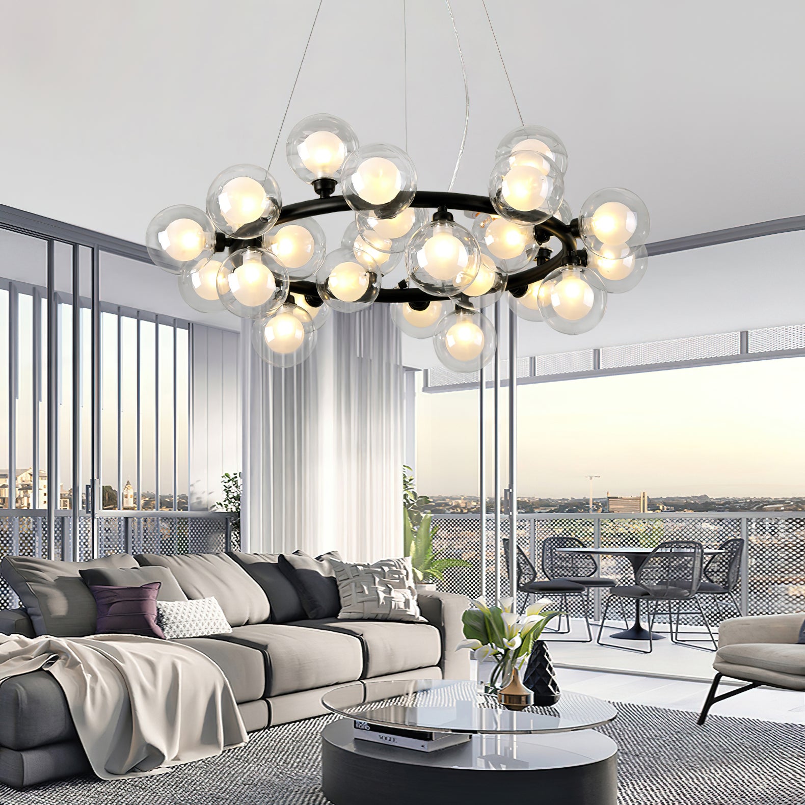 Stylish Bubble Ball Chandelier - Modern Crystal Glass Pendant Light Fixture for Dining Room, Bedroom & Living Room Decor | Perfect for Home, Hotel and Wedding Venue Lighting